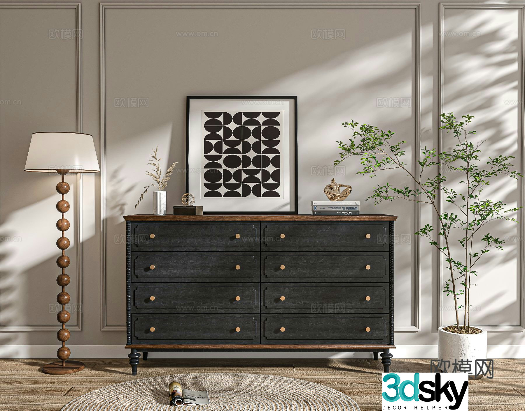 Medieval style chest of drawers 3D model