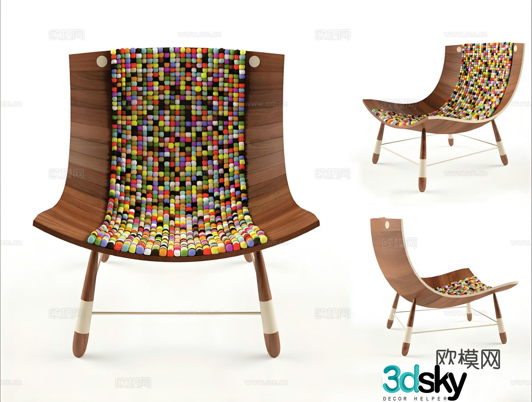 Nordic chair leisure chair 3d model