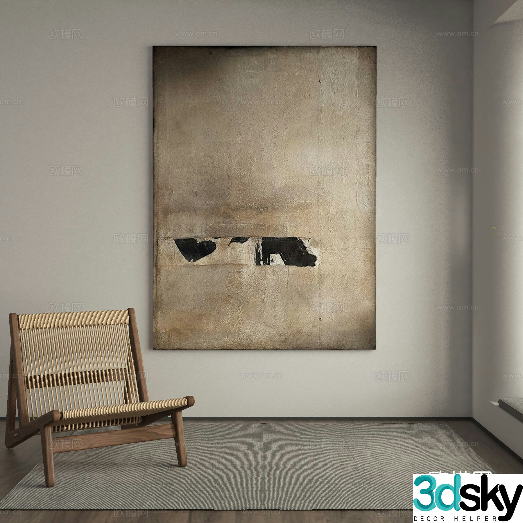 Wabi-sabi decorative painting texture painting abstract hanging painting 3D model