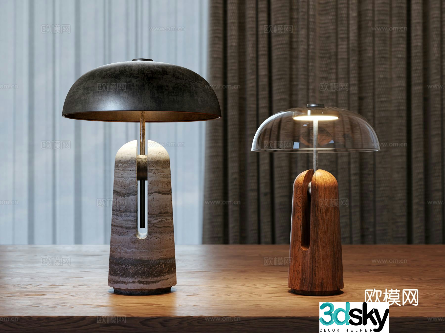 Medieval style table lamp bedside table lamp 3d model