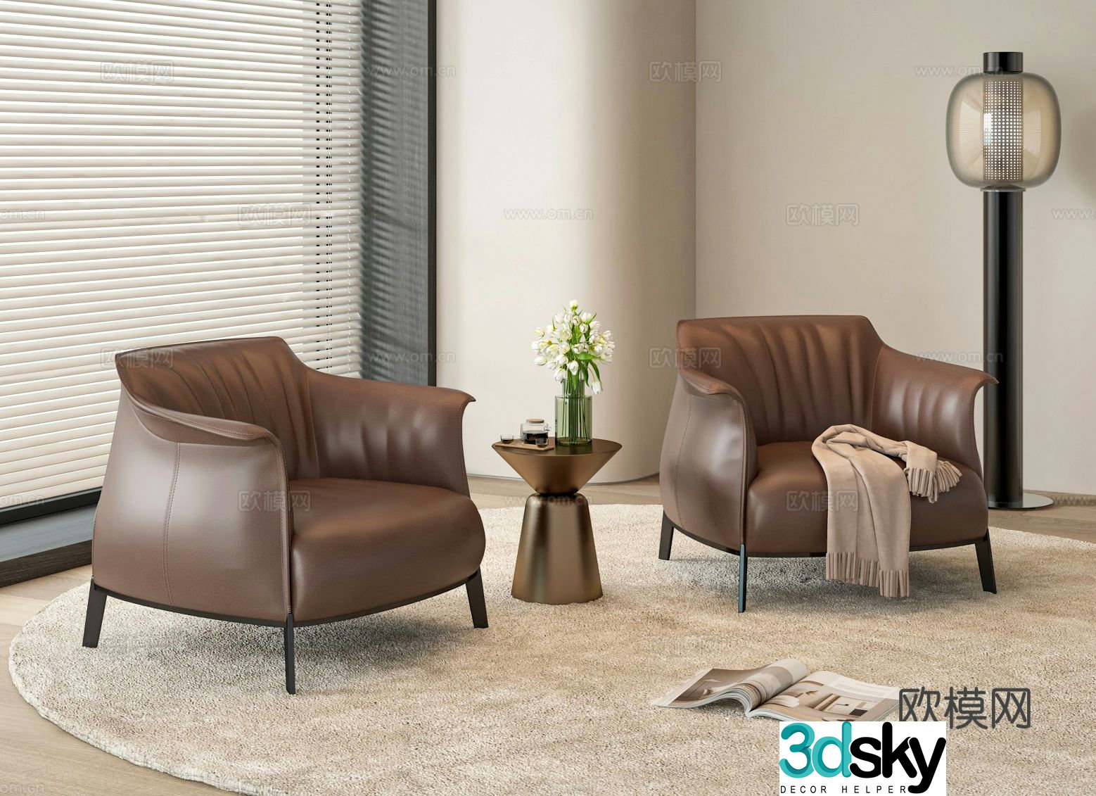 Italian sofa chair leisure chair 3d model