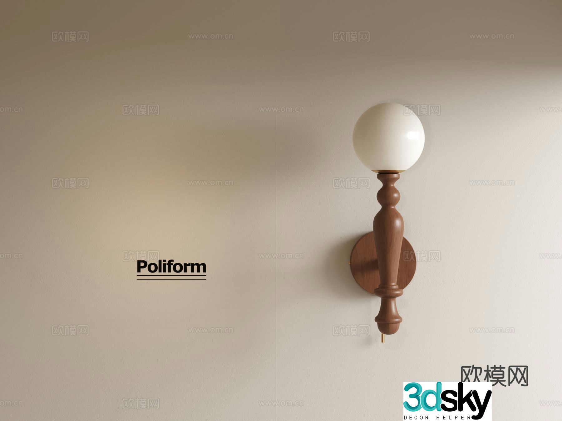 Medieval style wall lamp 3d model