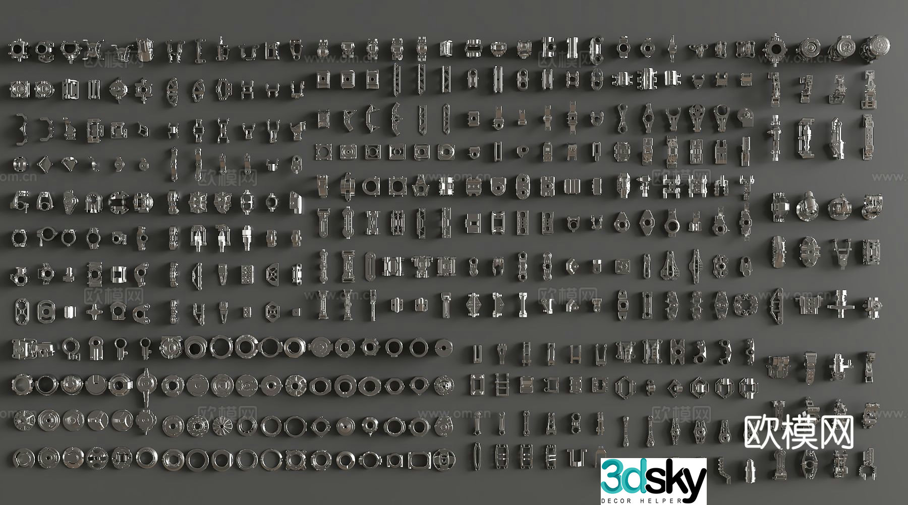 Hard surface parts Mechanical parts Industrial equipment 3d model