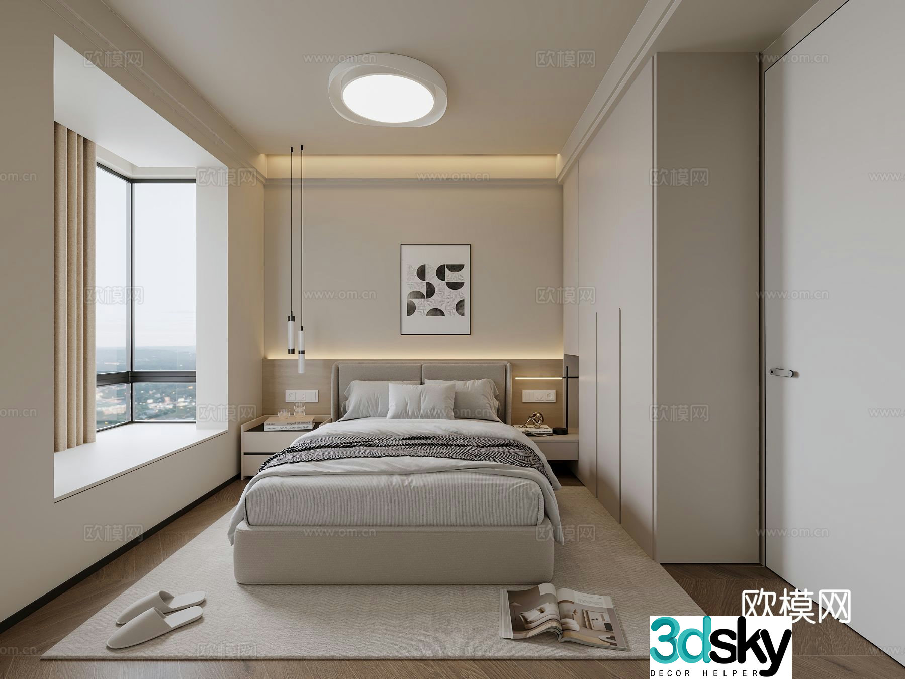 Modern bedroom second bedroom 3d model