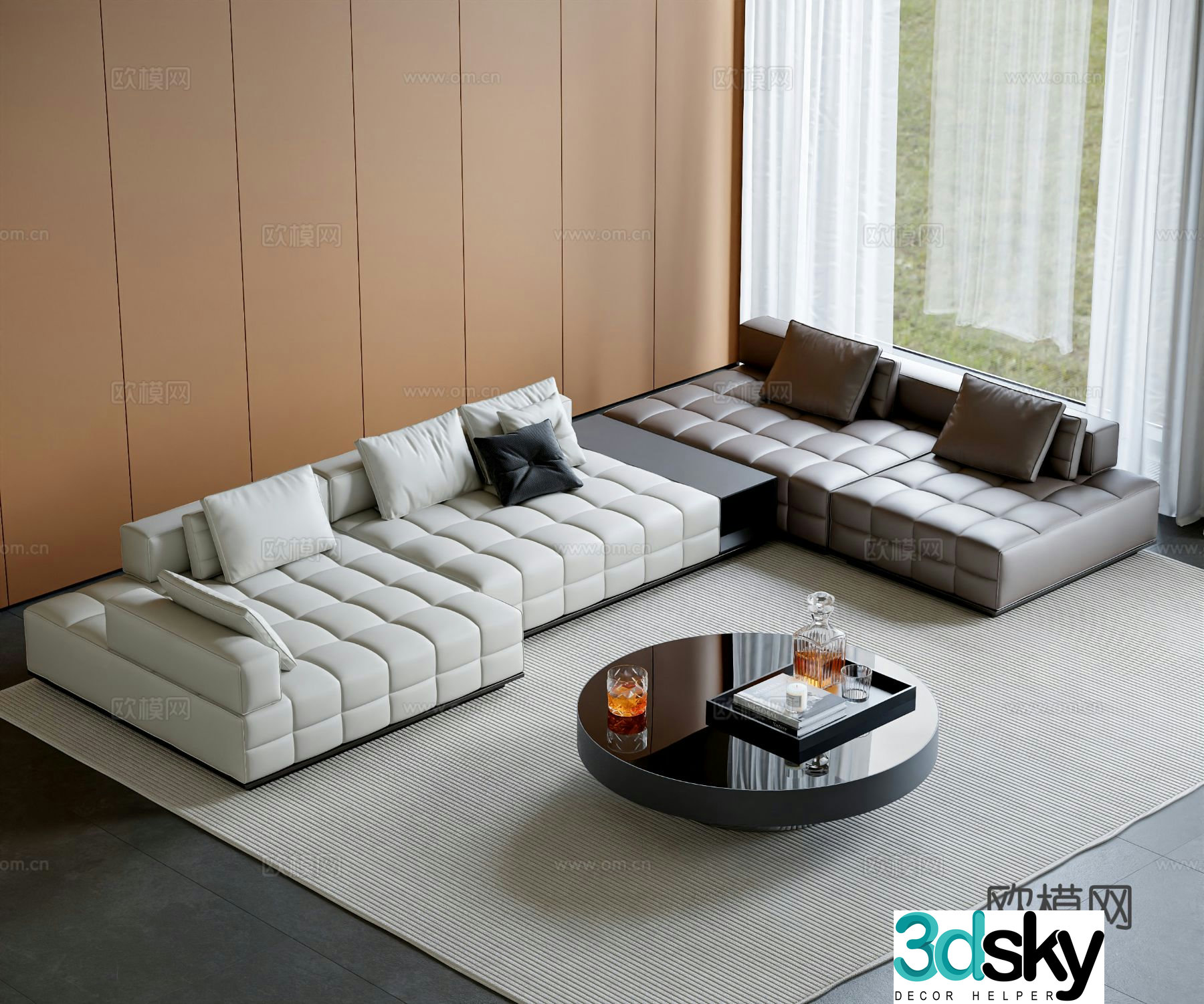 Italian multi-person sofa corner sofa 3d model