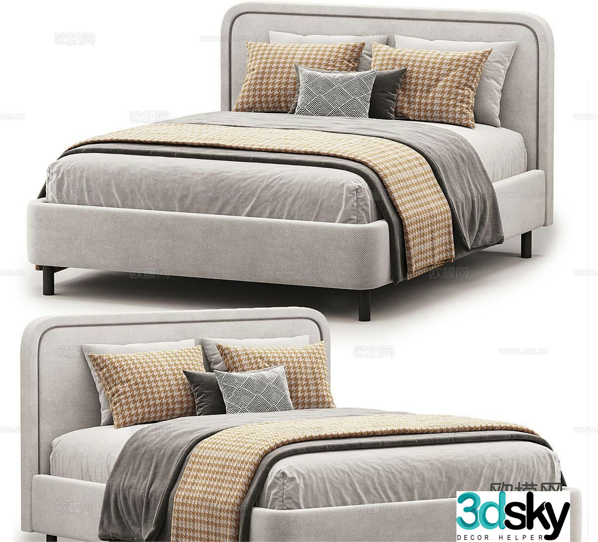 Lukas modern double bed 3d model