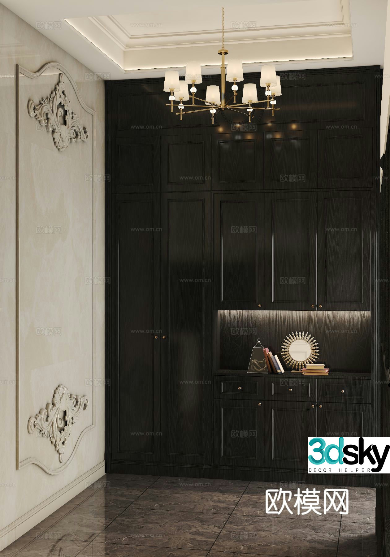 French shoe cabinet Entrance shoe cabinet 3D model