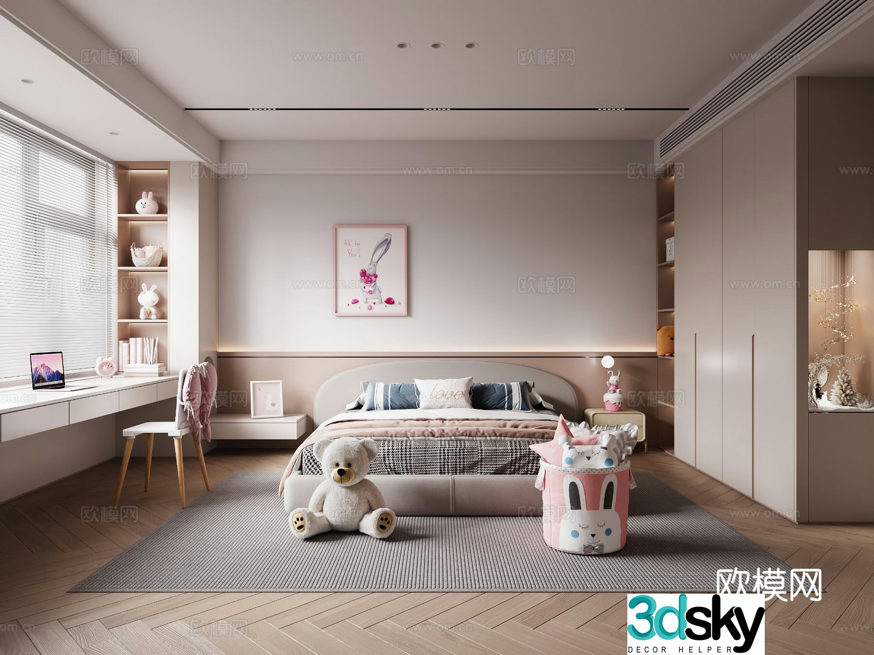 Modern children’s room girl’s room 3d model