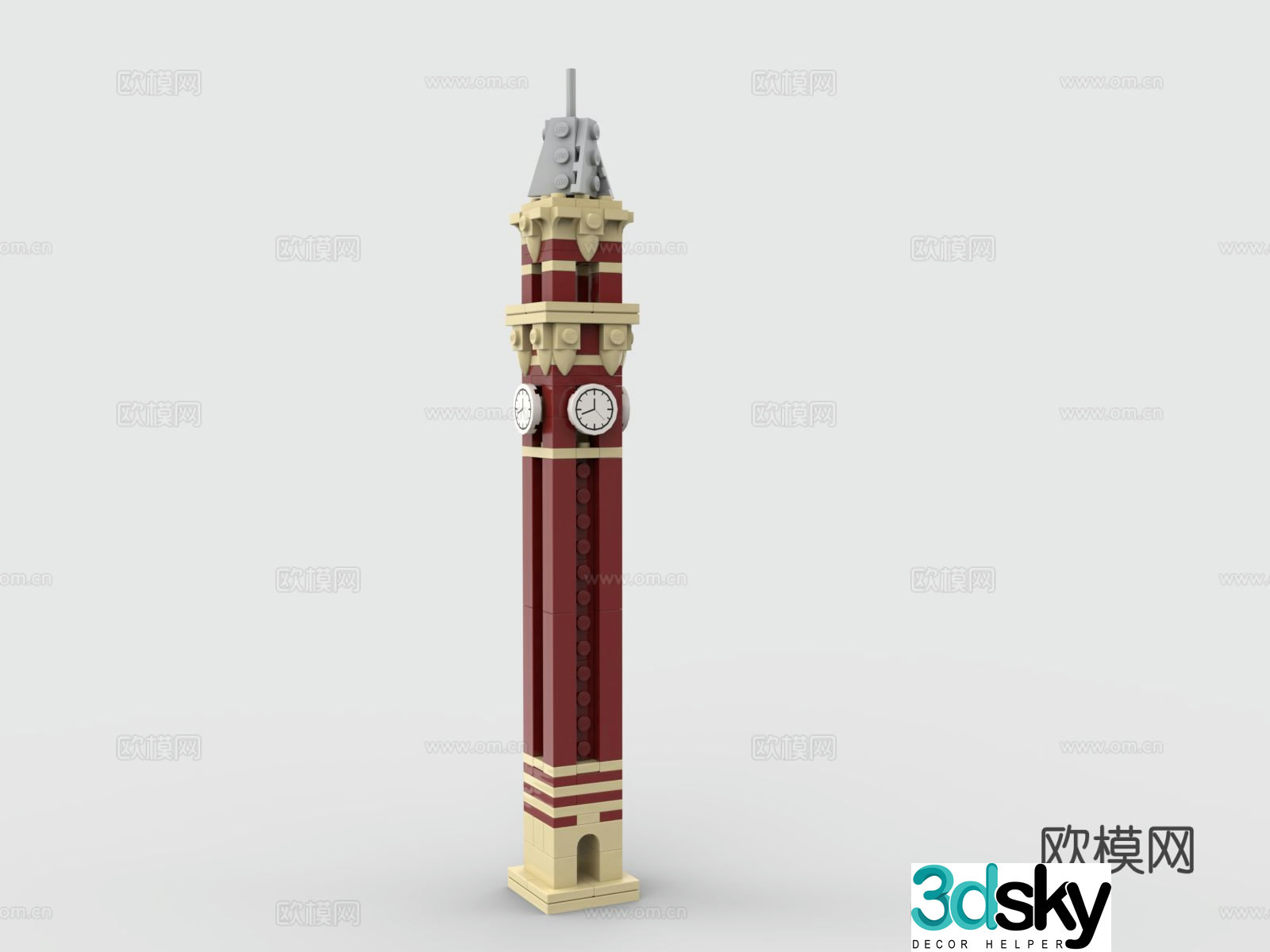 LEGO building block toy clock tower 3d model