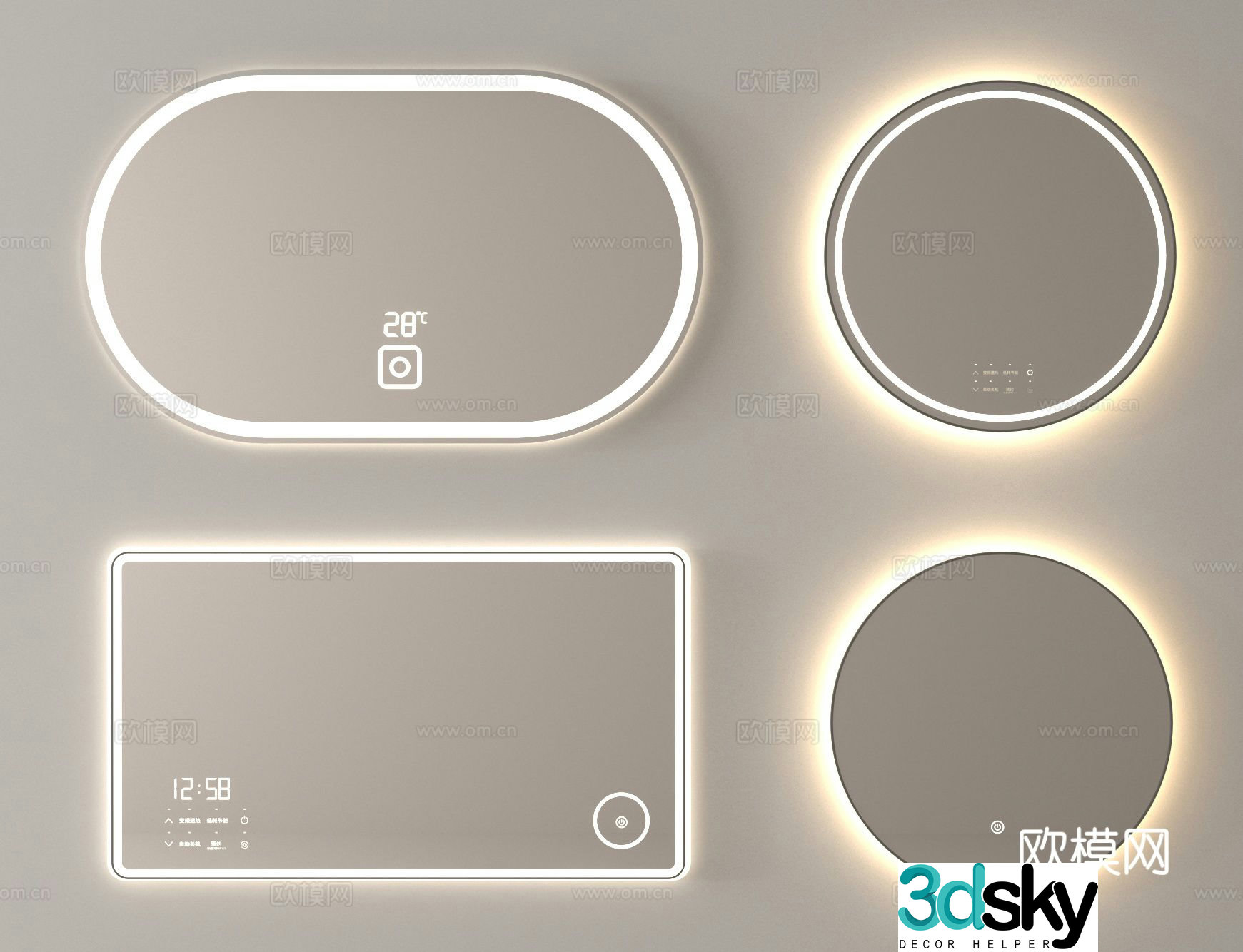 Mirror bathroom mirror cosmetic mirror smart mirror 3d model