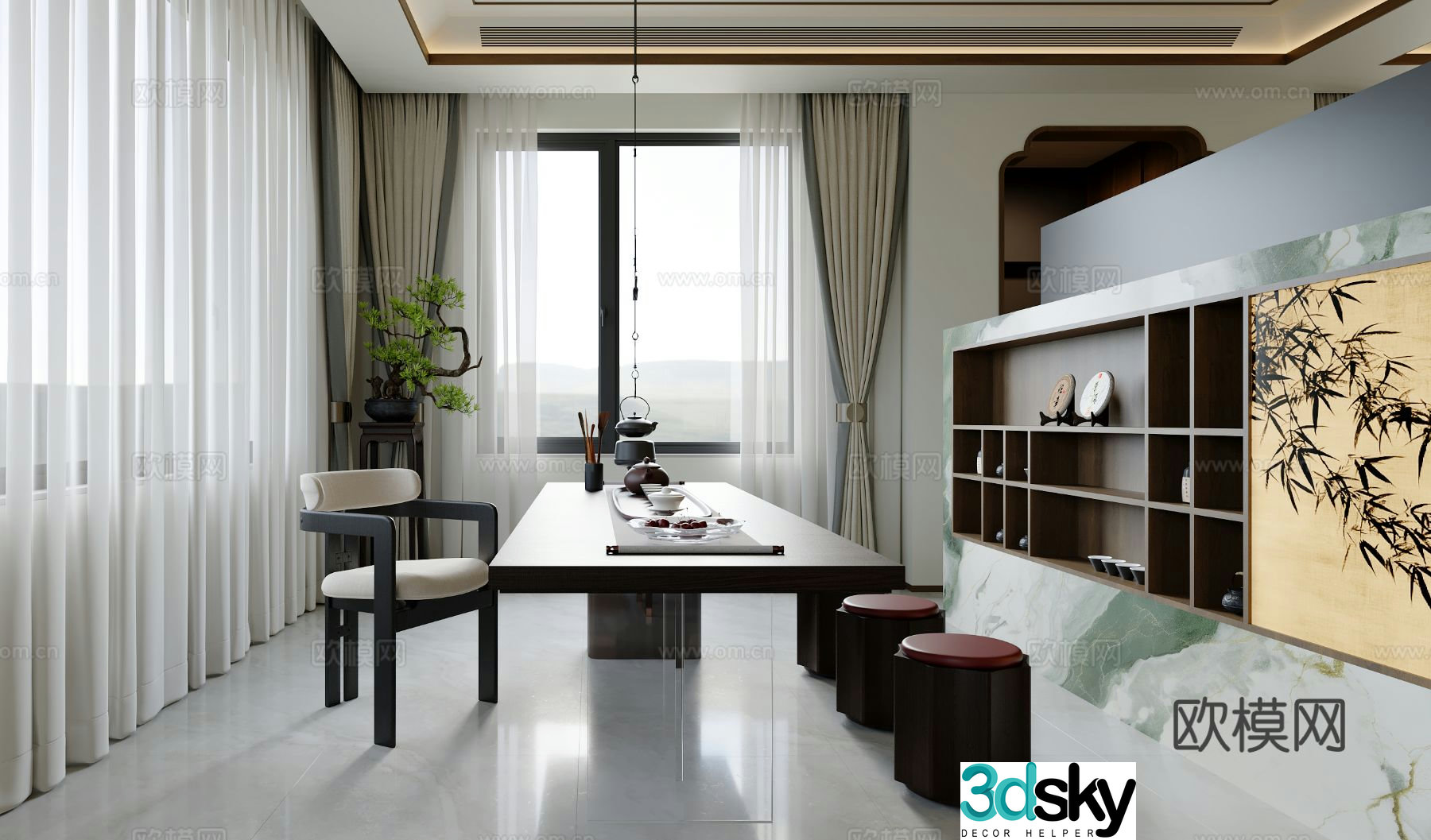 New Chinese tea room 3d model