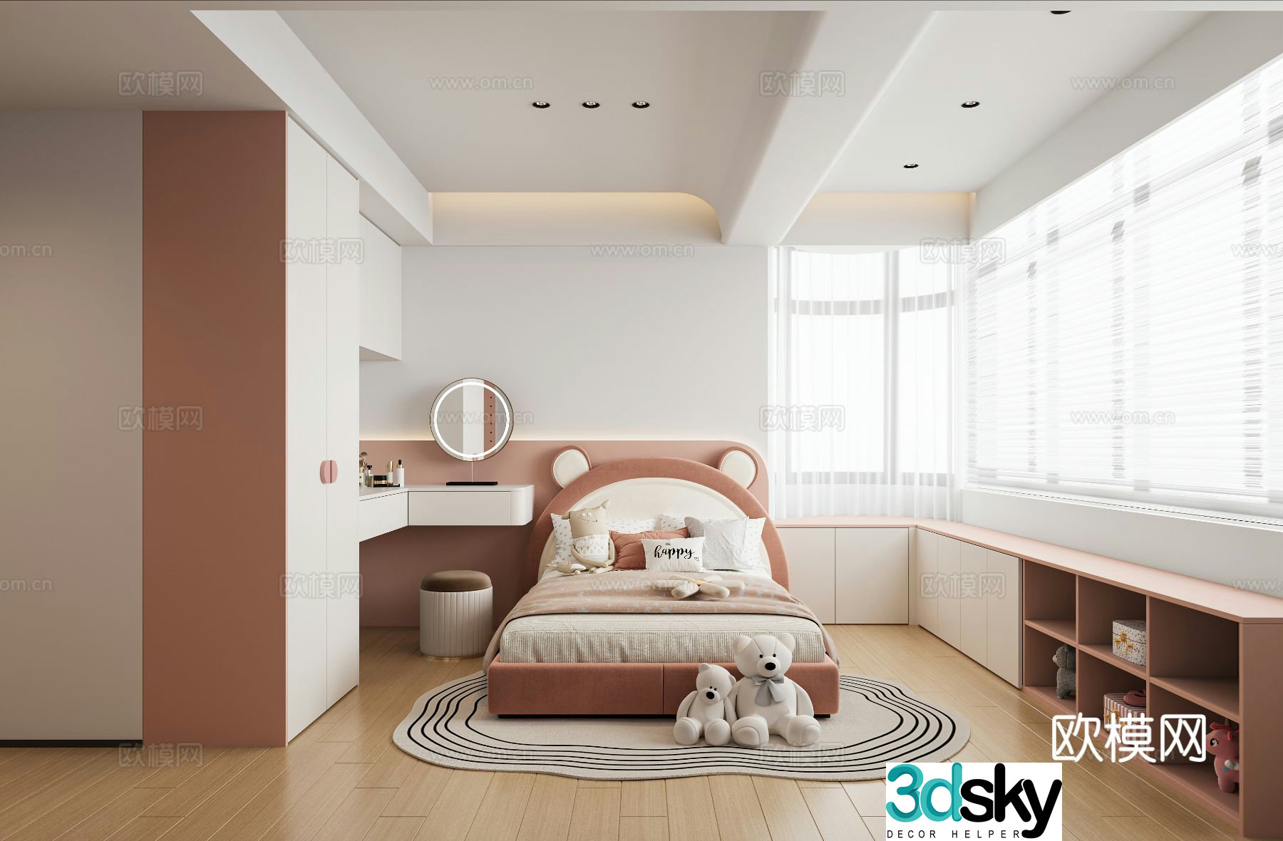 Modern children’s room girl’s room 3d model
