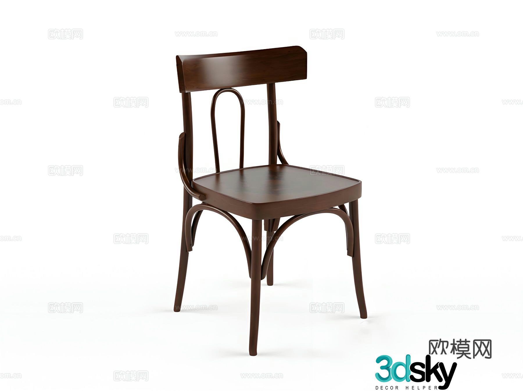 Simple European chair dining chair 3d model