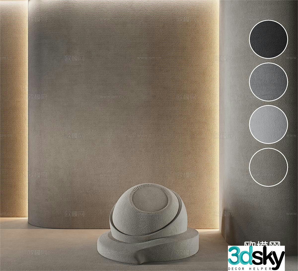 Seamless fabric wall covering 3d model