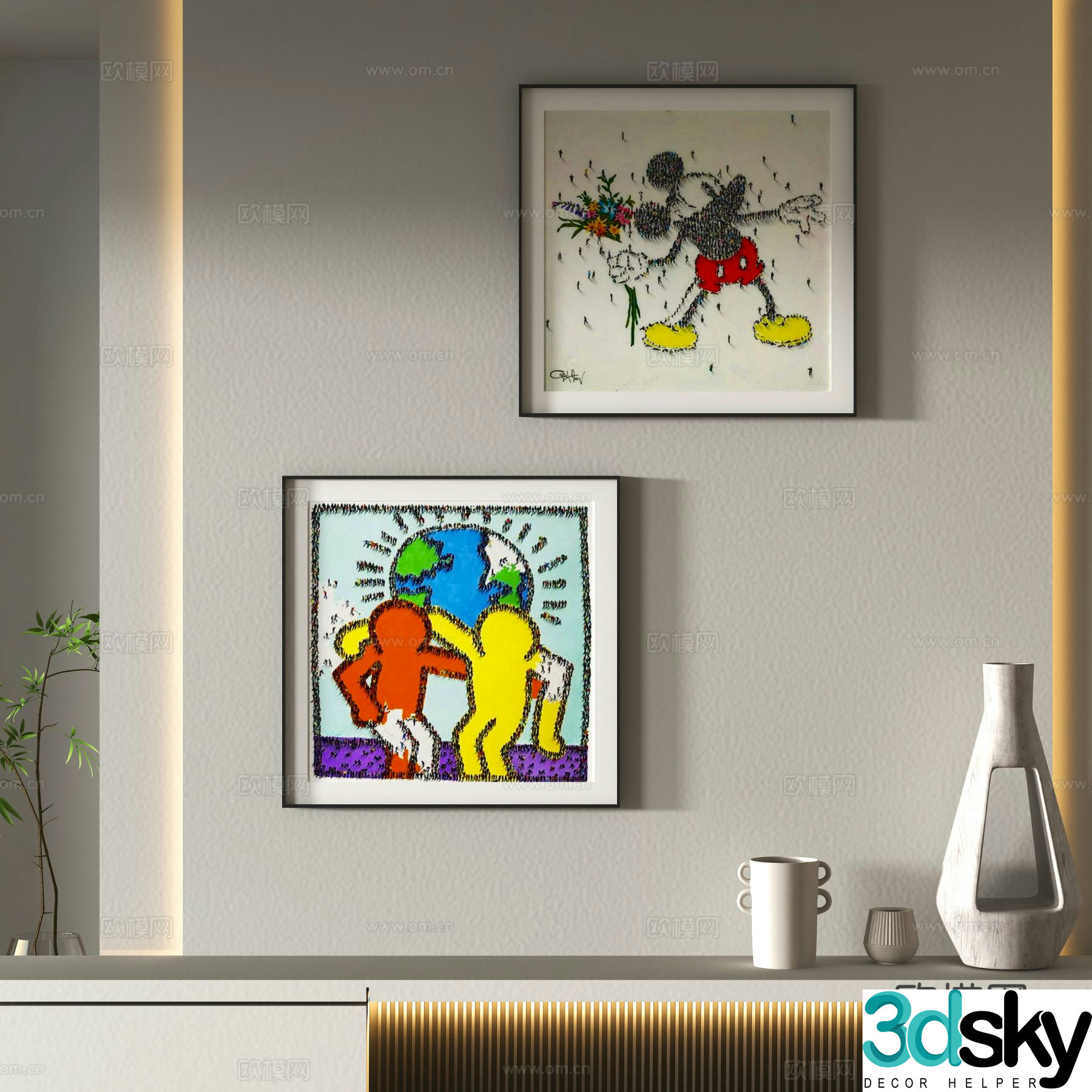 Modern decorative hanging paintings cartoon hanging paintings Mickey hanging paintings 3D model
