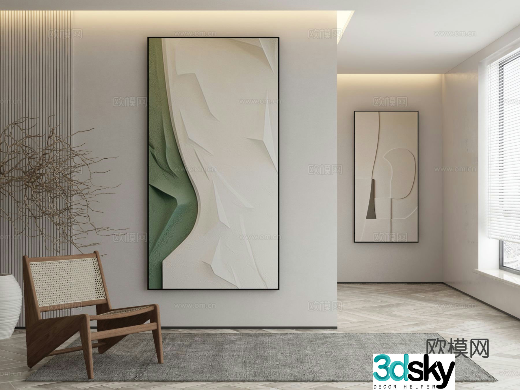 Modern texture painting decorative painting 3d model