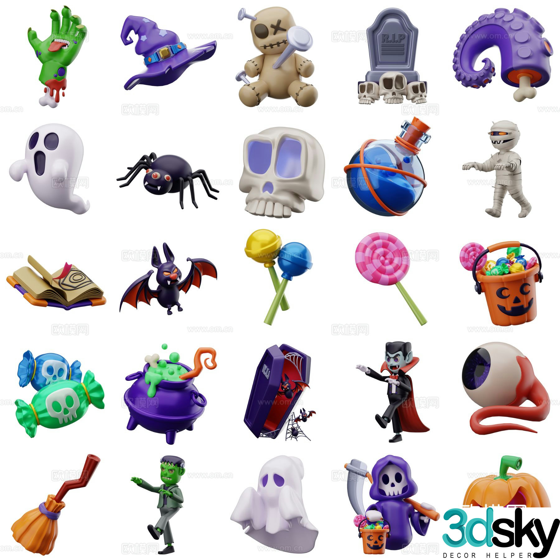 Modern Halloween doll trendy ornaments 3D model