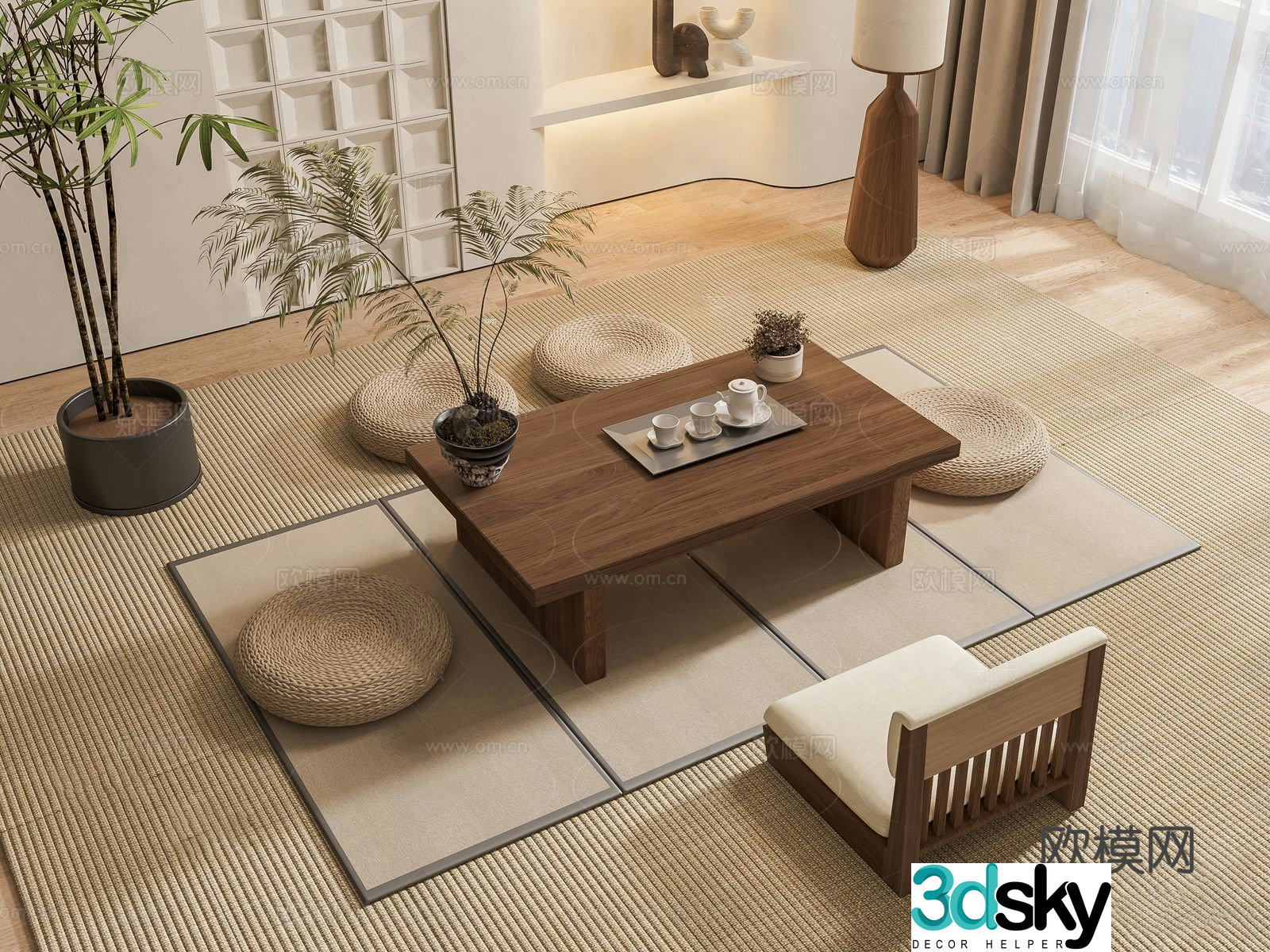 New Chinese style tatami tea table 3d model
