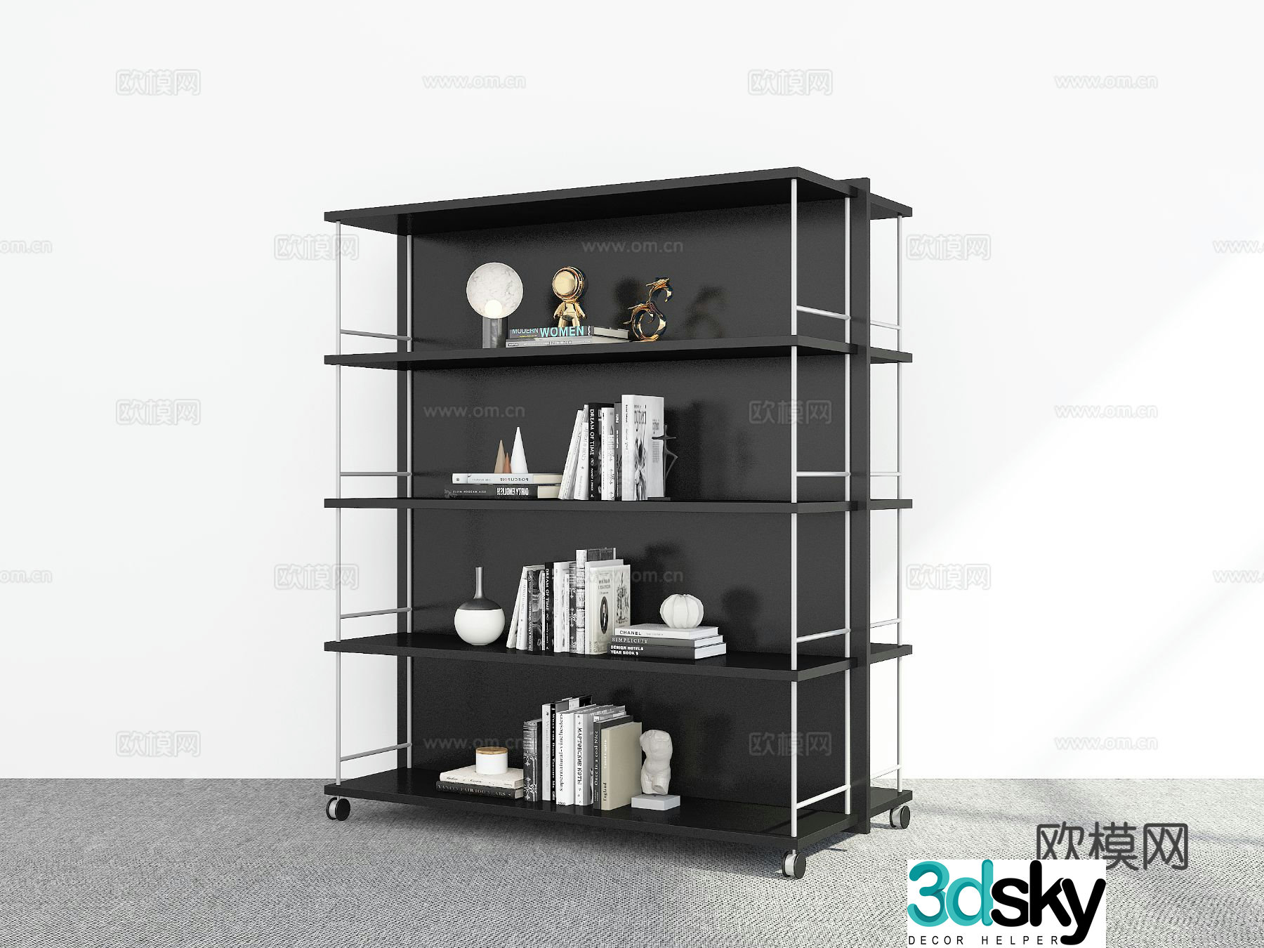 Modern bookcase bookshelf 3d model
