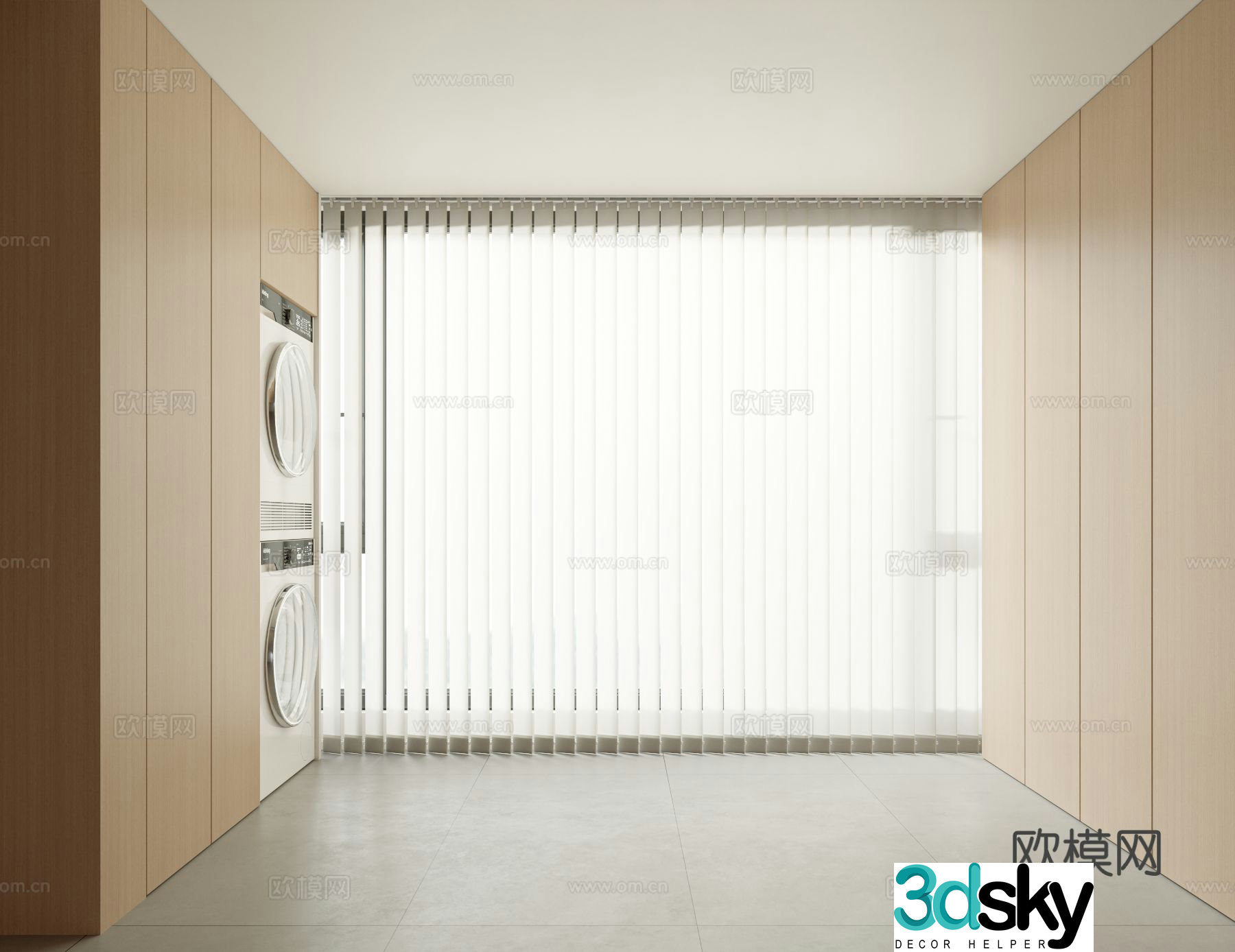 Plain curtains blackout curtains venetian blinds 3d model