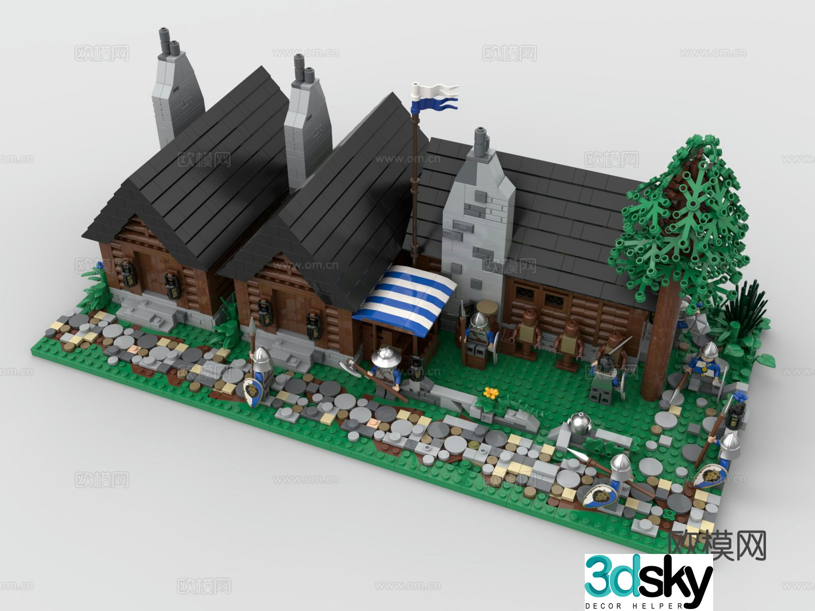 European architecture LEGO LEGO toys building block wooden house 3d model