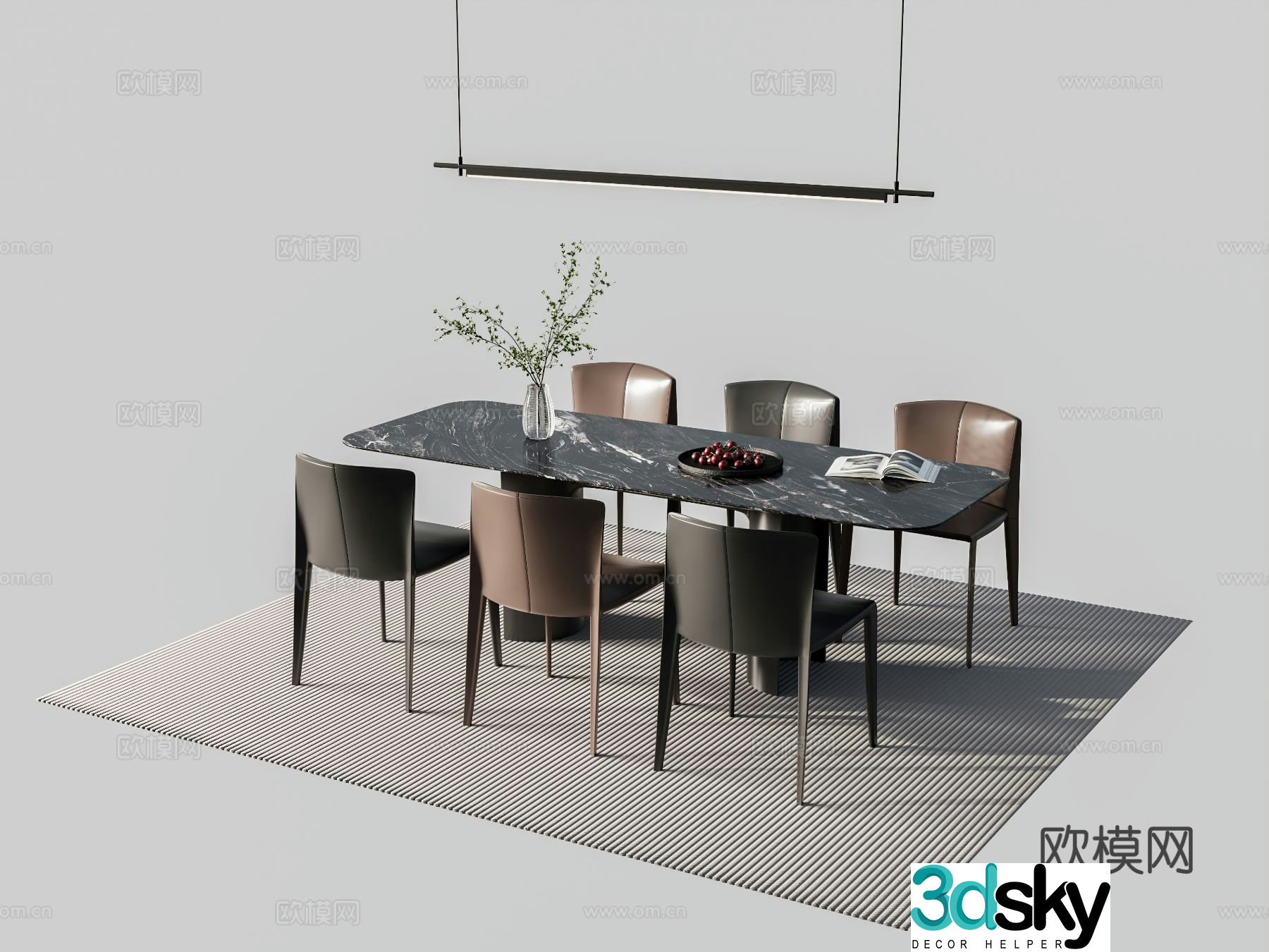 Italian dining table and chairs 3d model