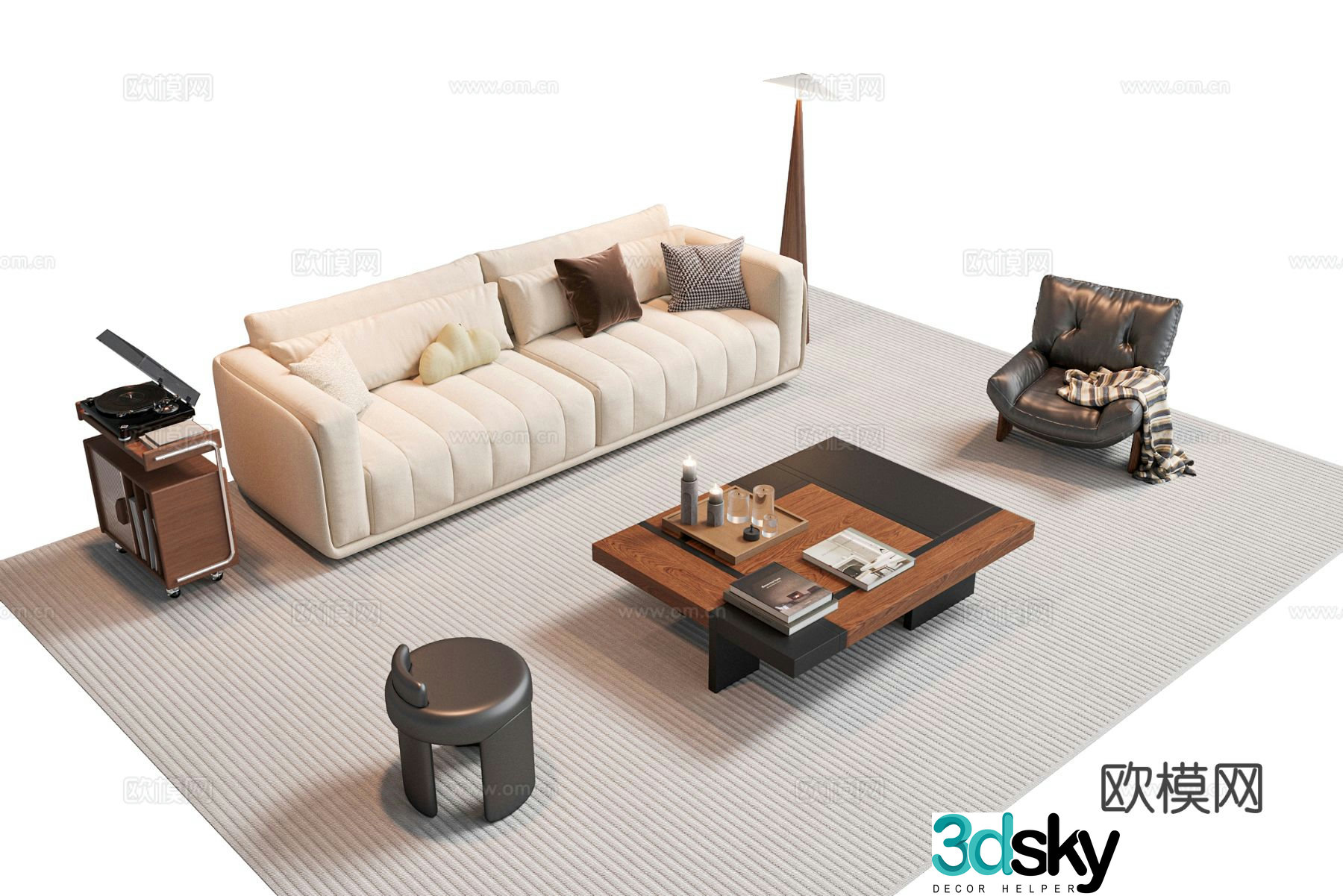 Medieval style modular sofa 3D model