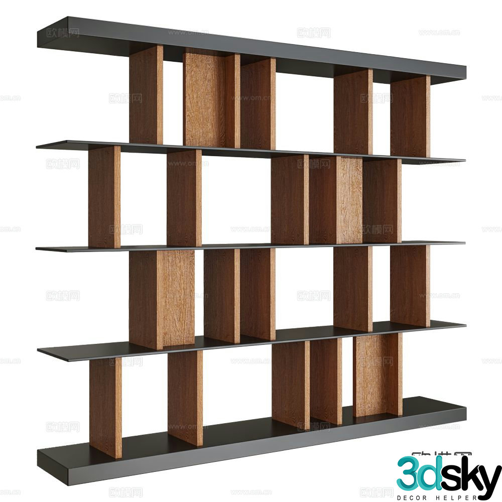 Modern bookcase bookshelf 3d model