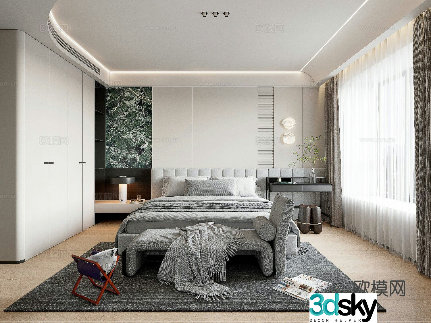 Modern bedroom master bedroom 3d model