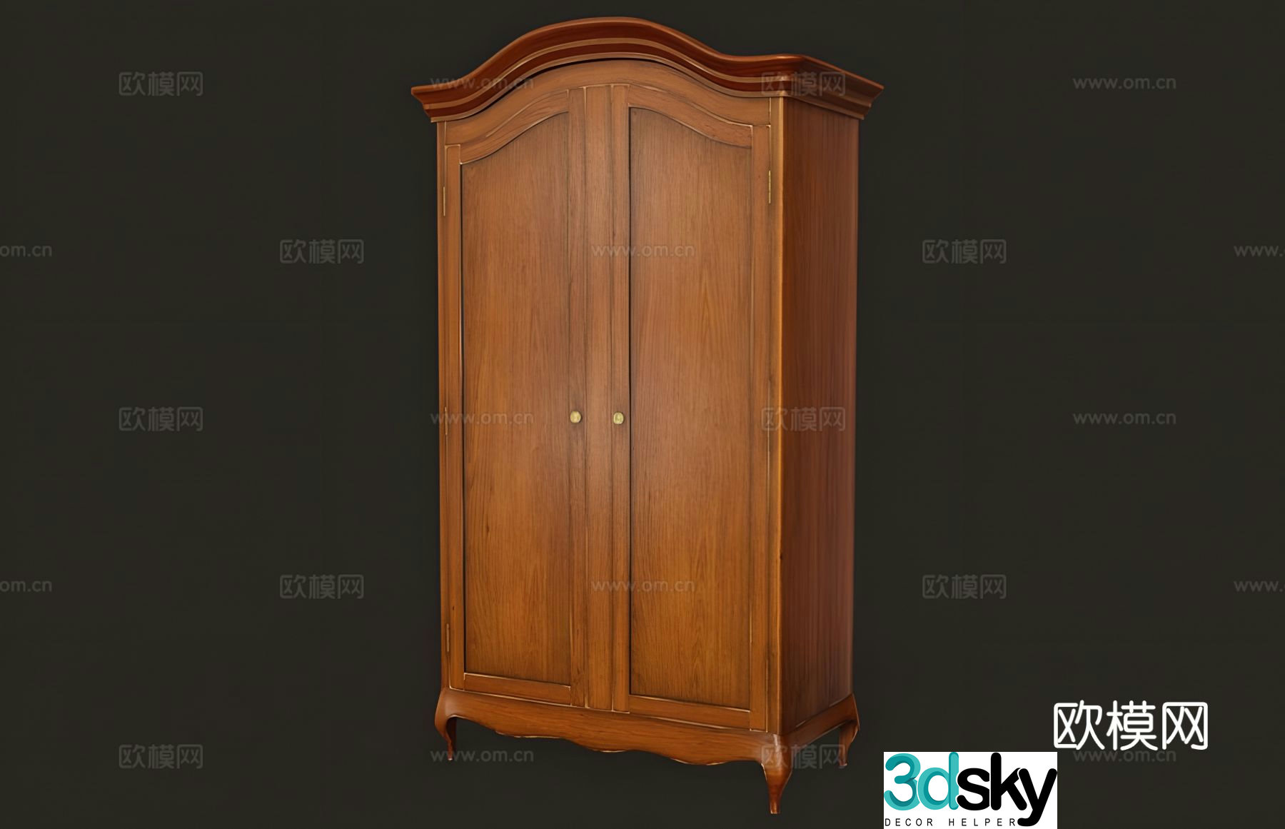 Nordic wardrobe solid wood wardrobe 3d model