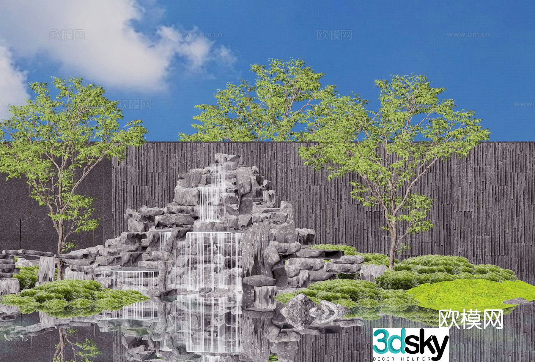 New Chinese style rockery waterscape 3D model