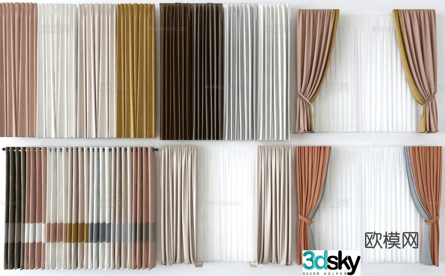 Curtains Window Screen 3d model
