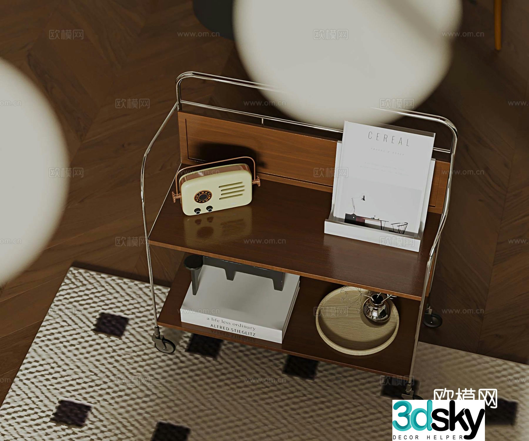 Medieval style trolley mobile side table 3D model
