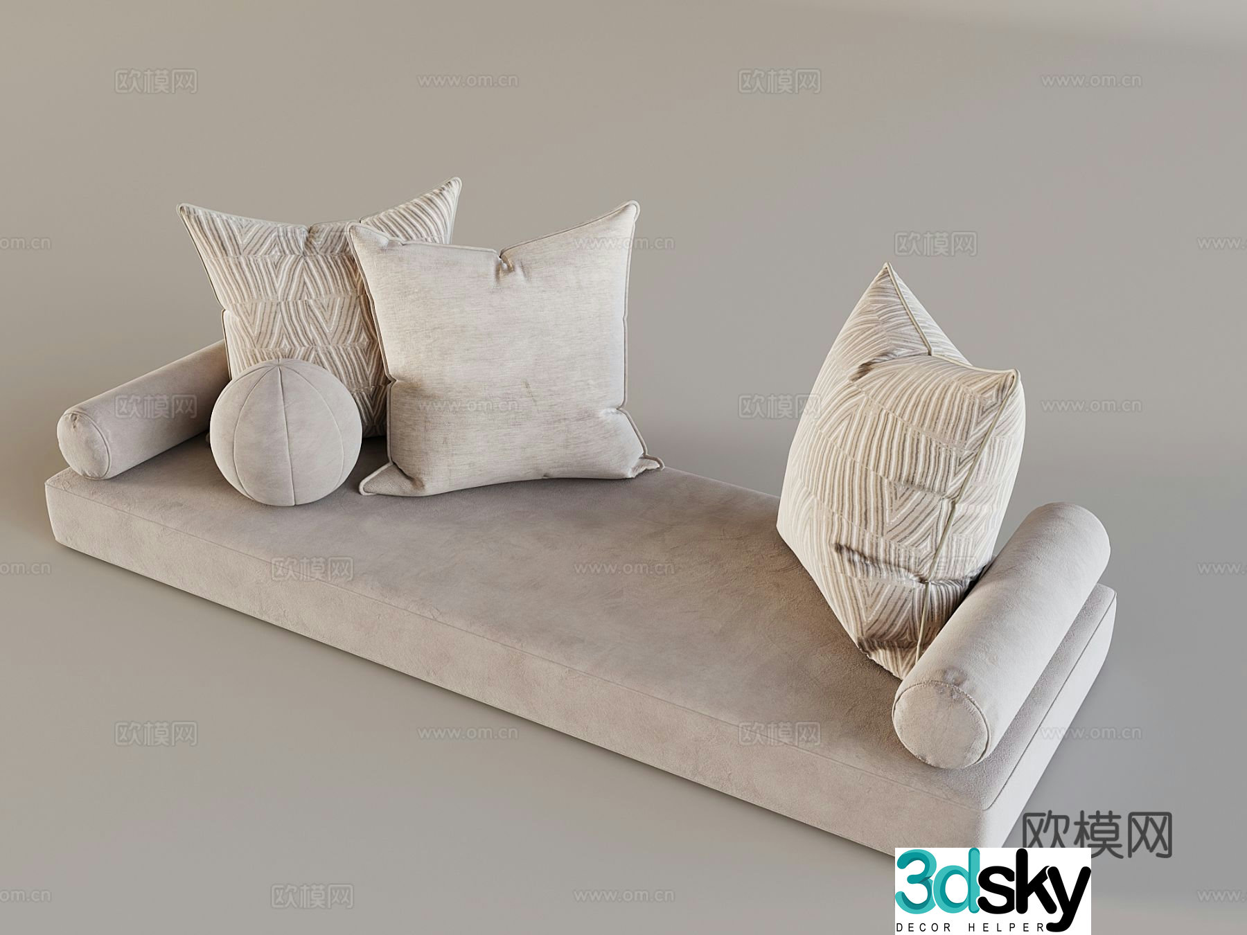 Cream style soft bag seat cushion bay window cushion 3d model