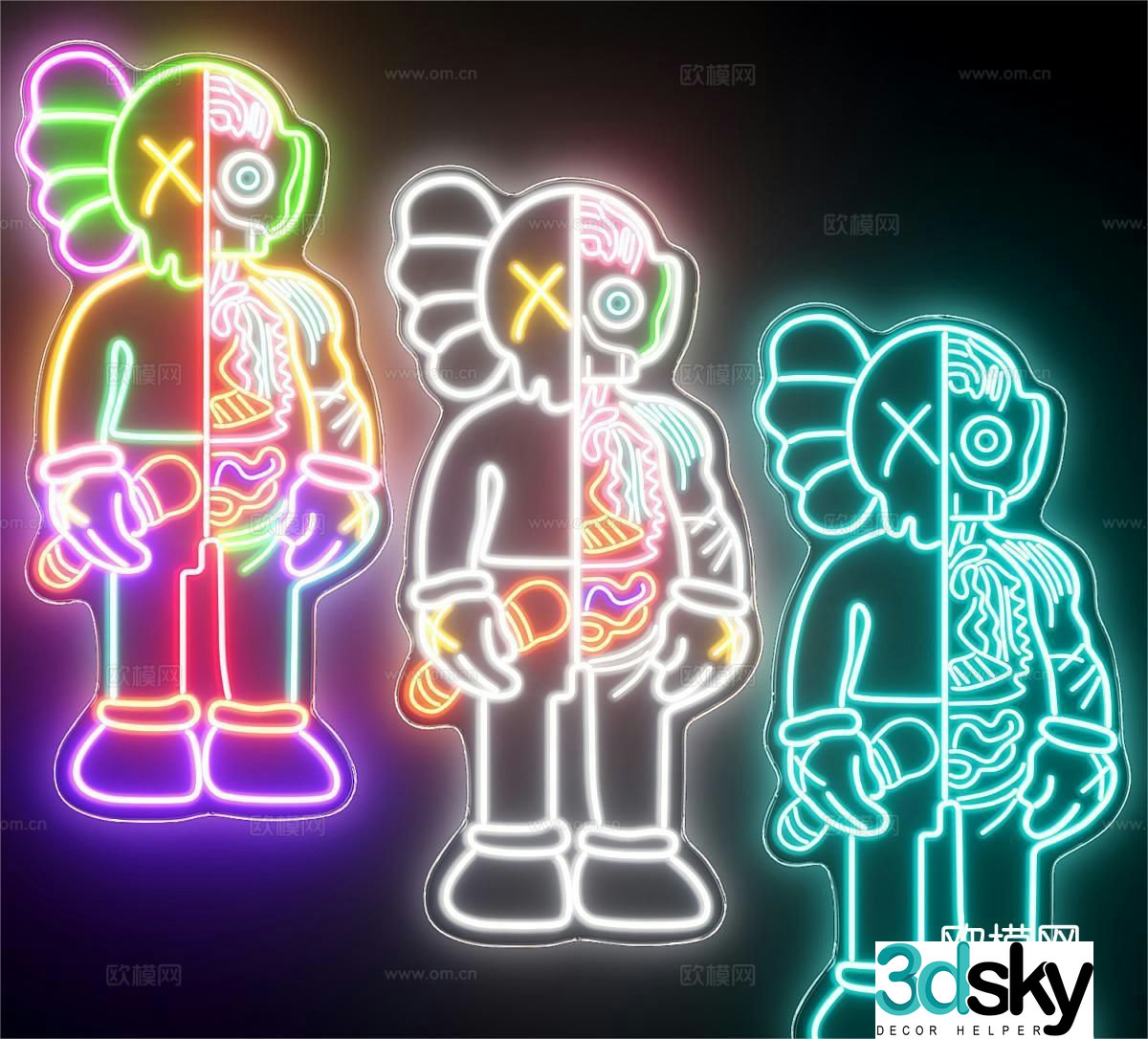 KAWS Neon neon light tube sign 3d model