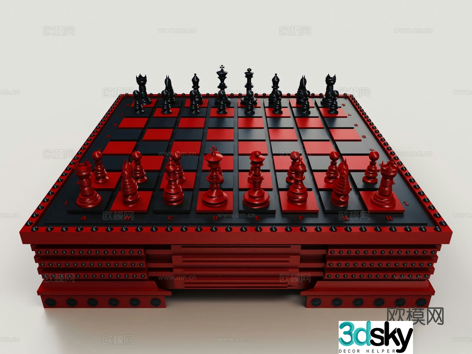 chess table chessboard 3d model