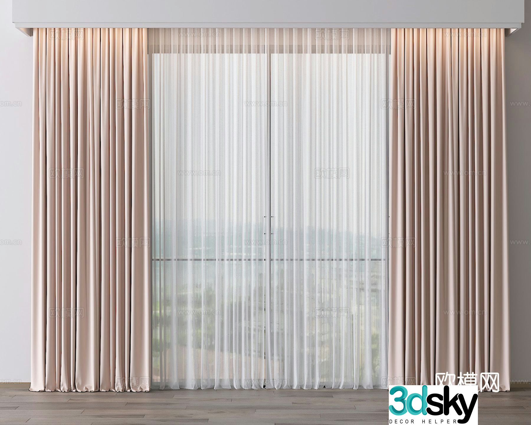 Modern curtain gauze curtain 3d model