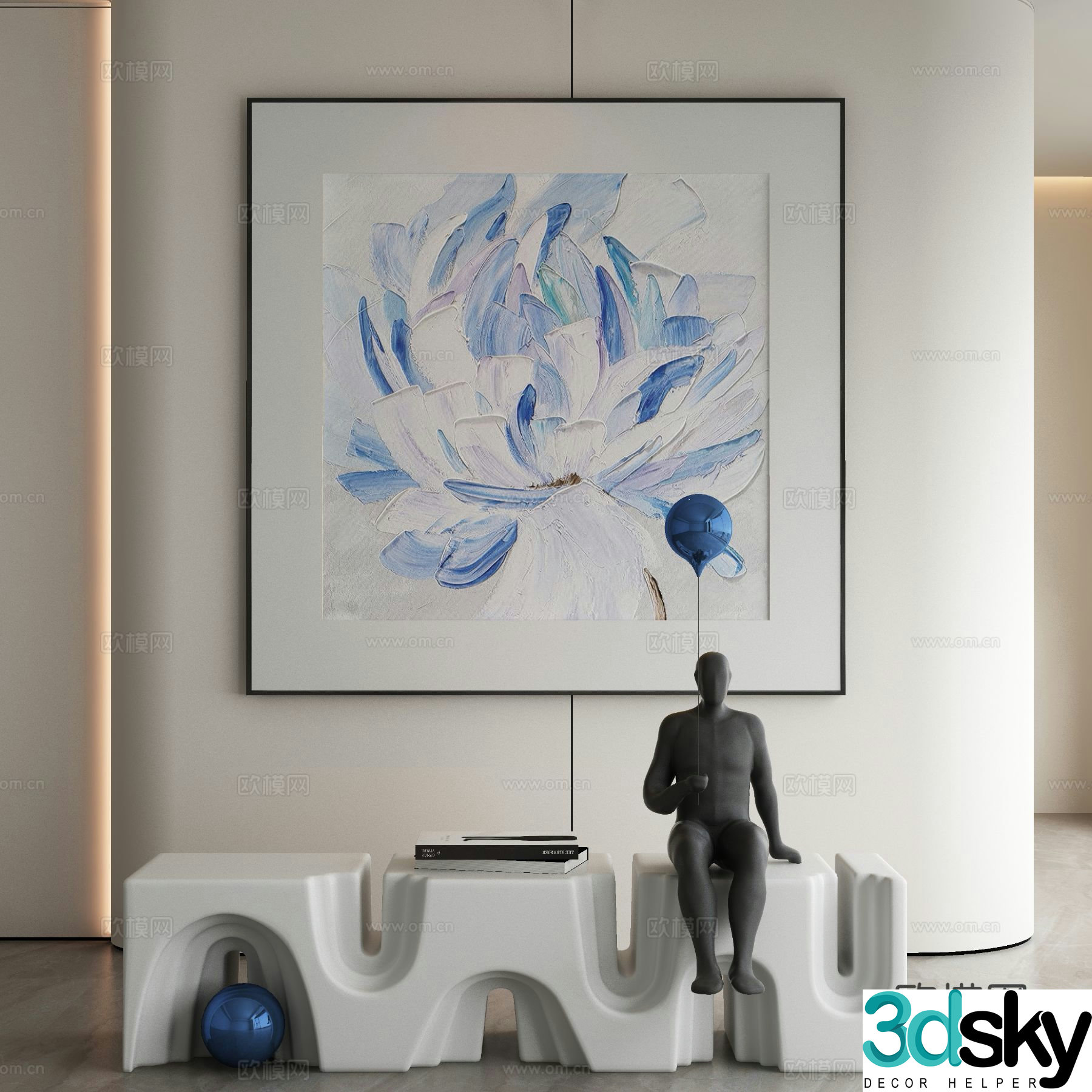 Modern texture painting decorative painting 3d model