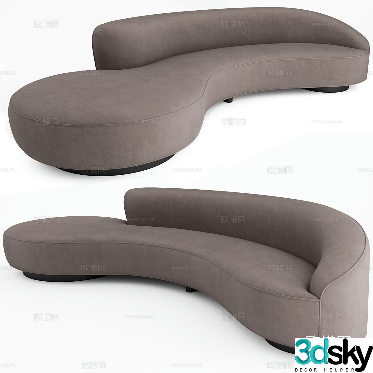 Vladimir Kagan Italian Curved Sofa Fabric Sofa 3D Model