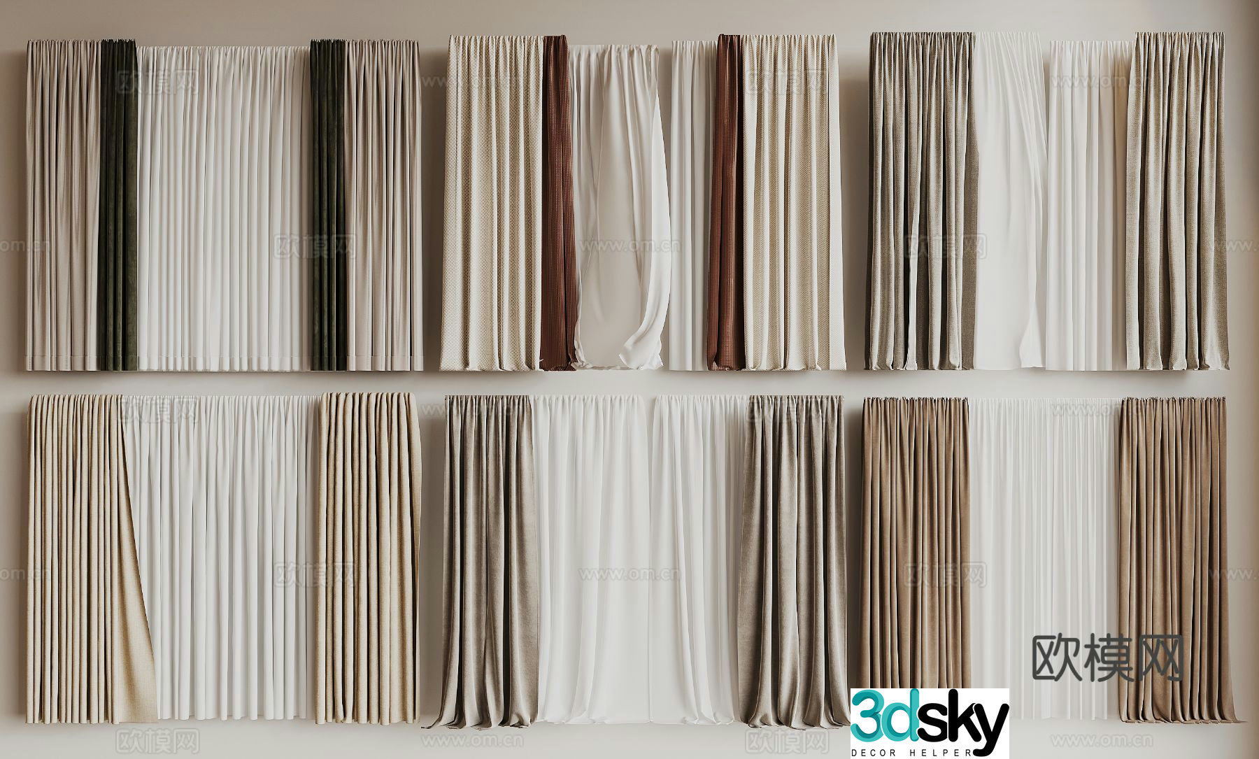 Modern curtains gauze curtains fabric curtains 3d model