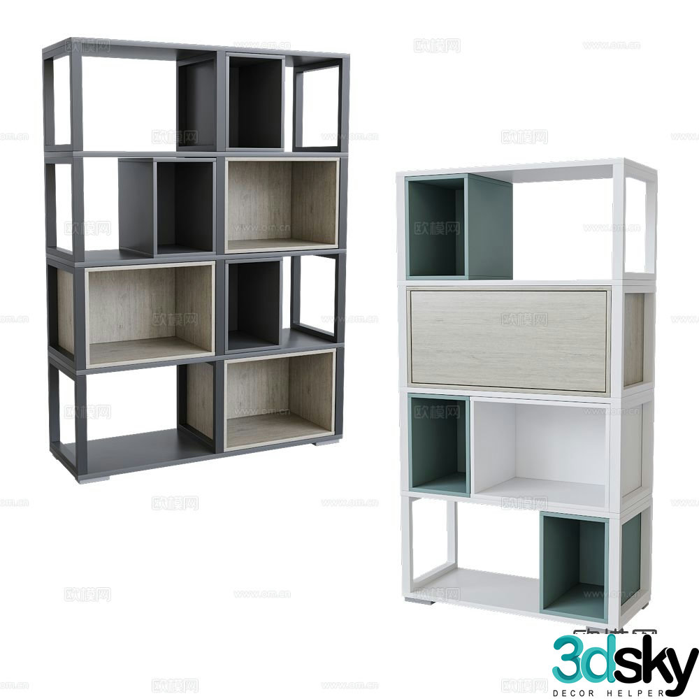 Modern decorative cabinet shelf 3d model