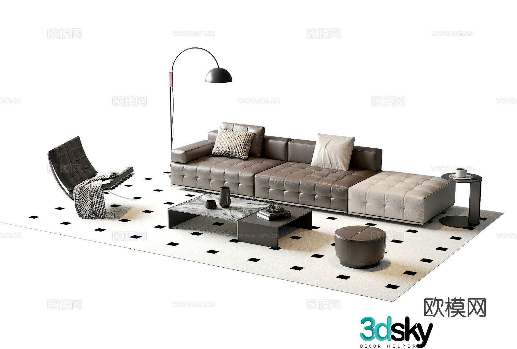 Italian sofa coffee table modular sofa 3d model