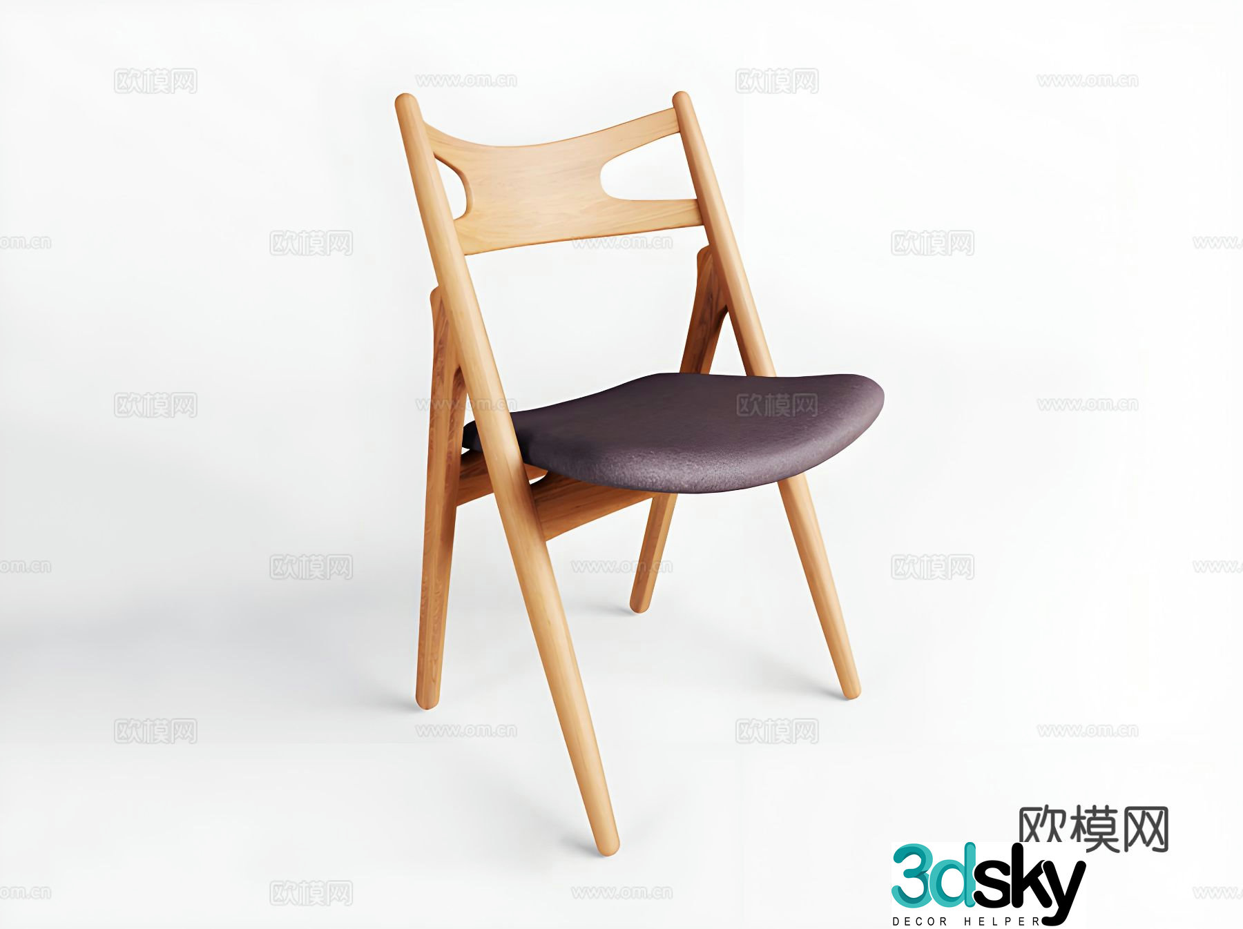 Japanese style chair dining chair single chair 3d model