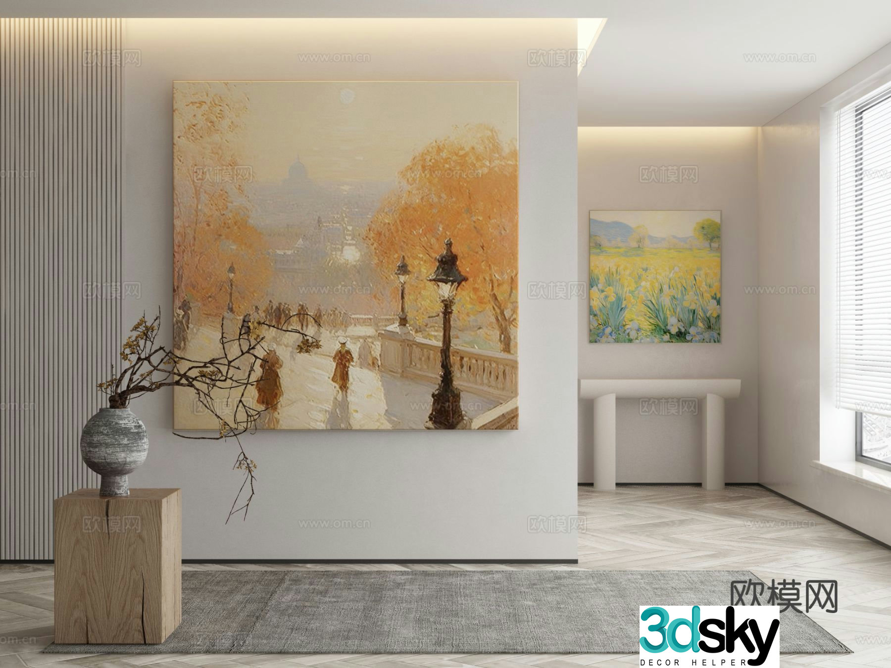Decorative painting texture painting landscape painting 3d model