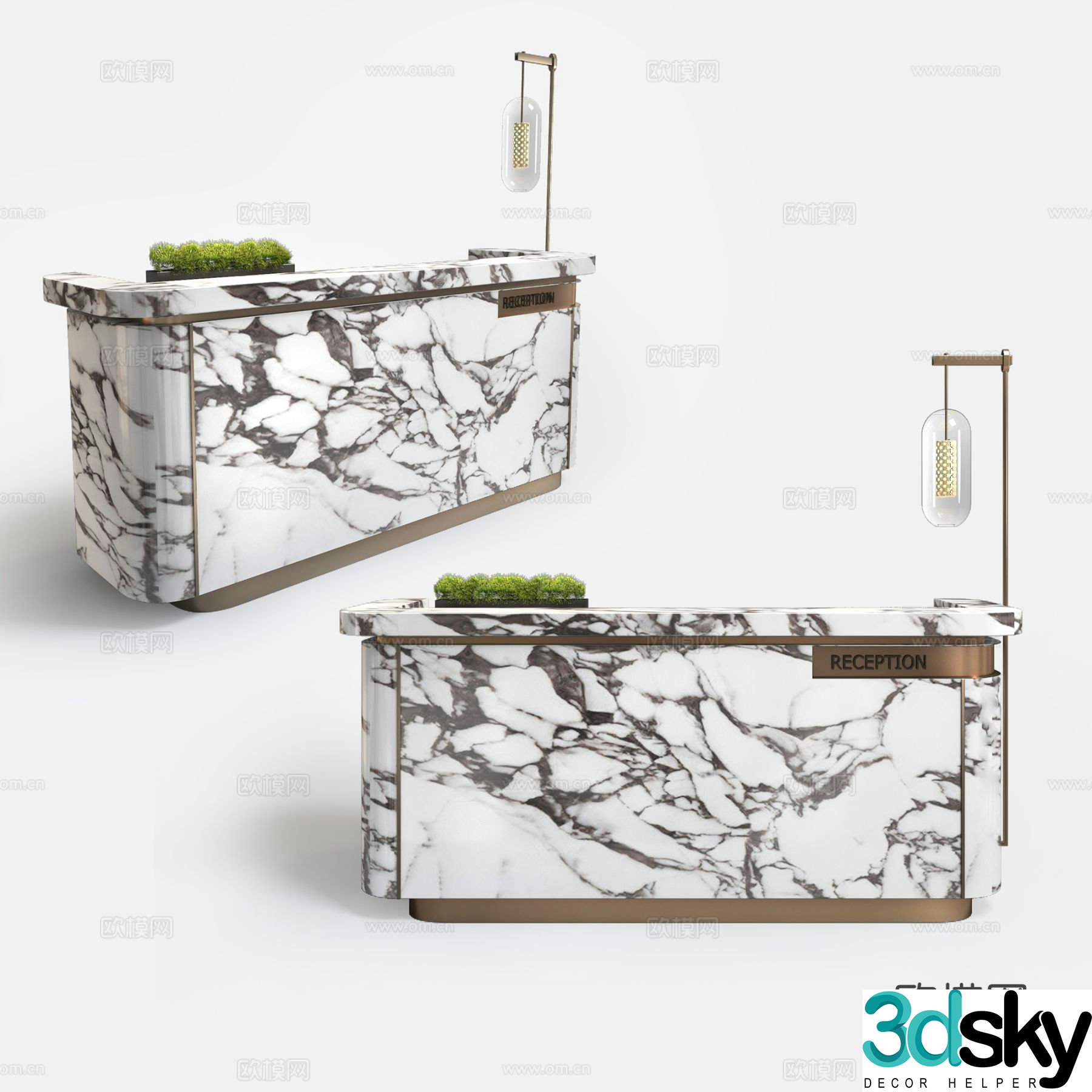 Modern front desk reception desk service desk 3d model