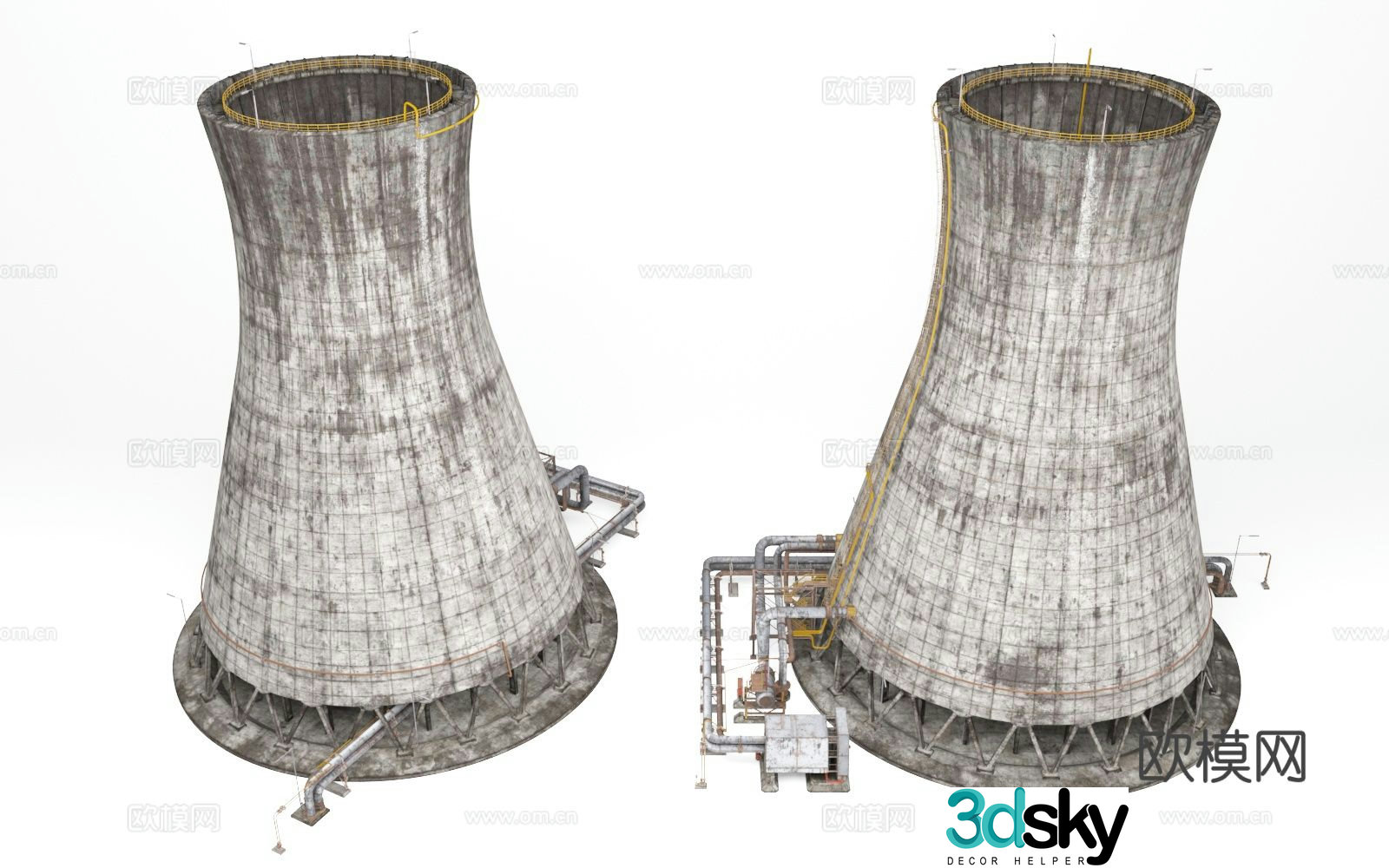Big chimney Nuclear power plant chimney Power plant chimney Factory chimney 3d model