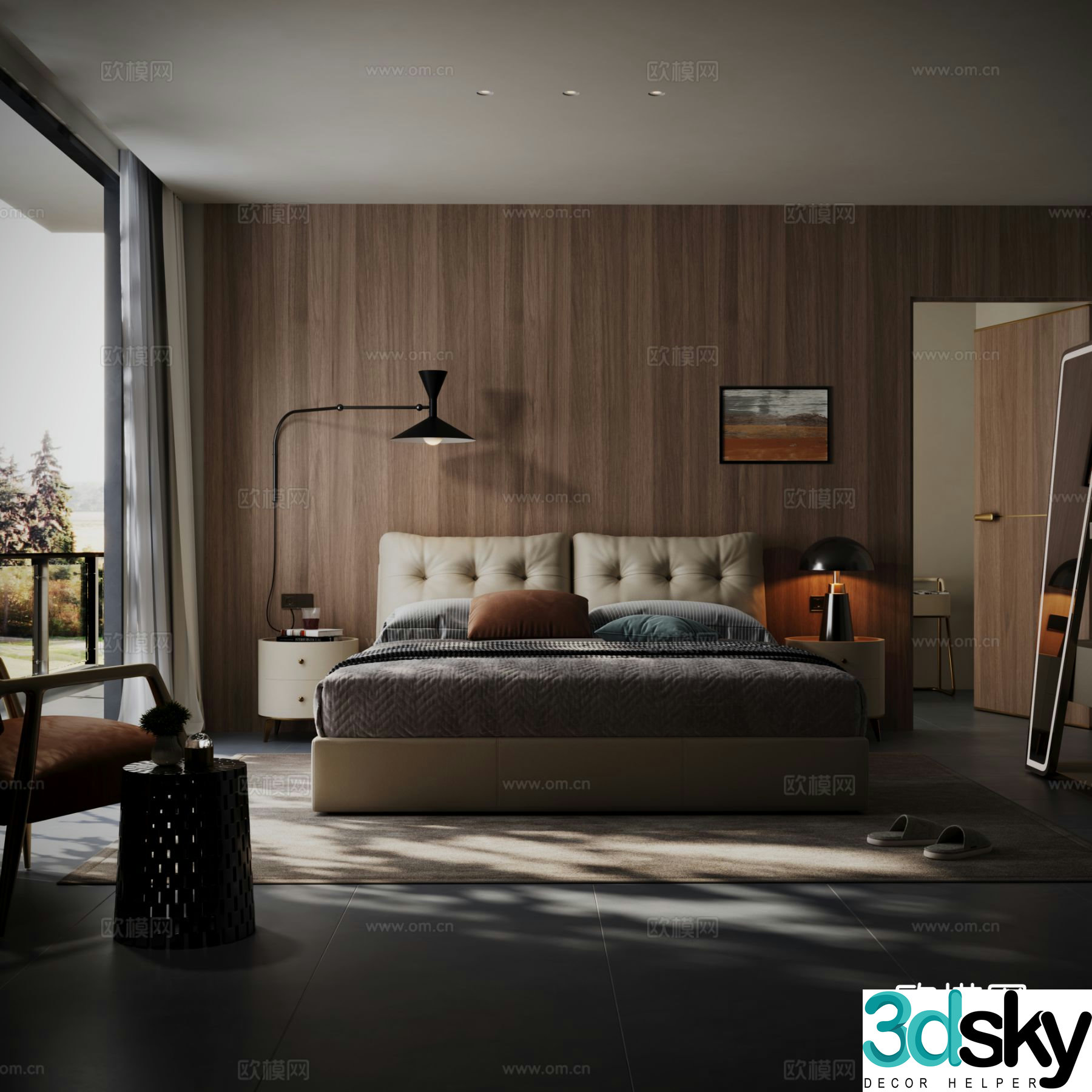 Wabi-sabi double bed 3d model