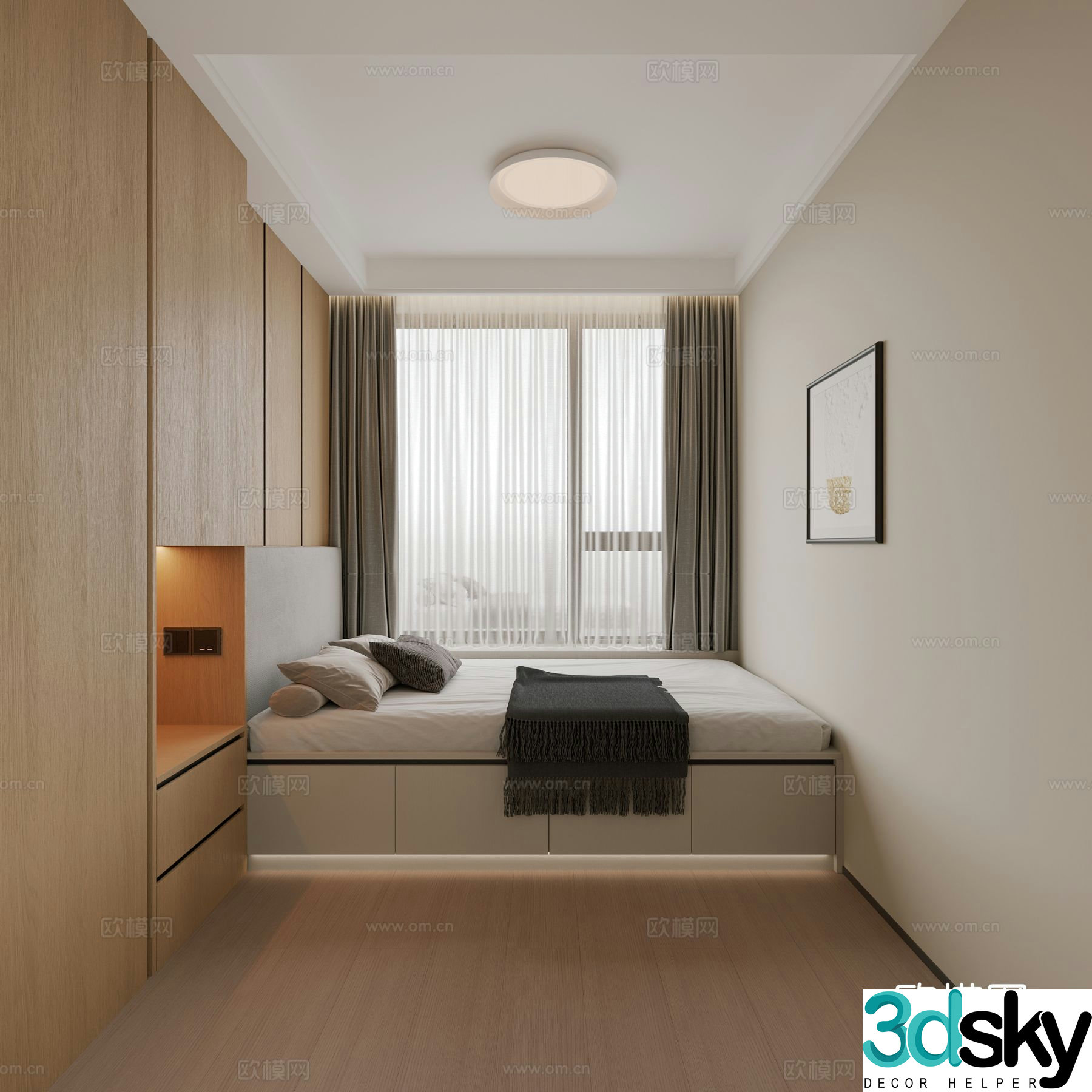 Modern tatami bedroom second bedroom 3d model