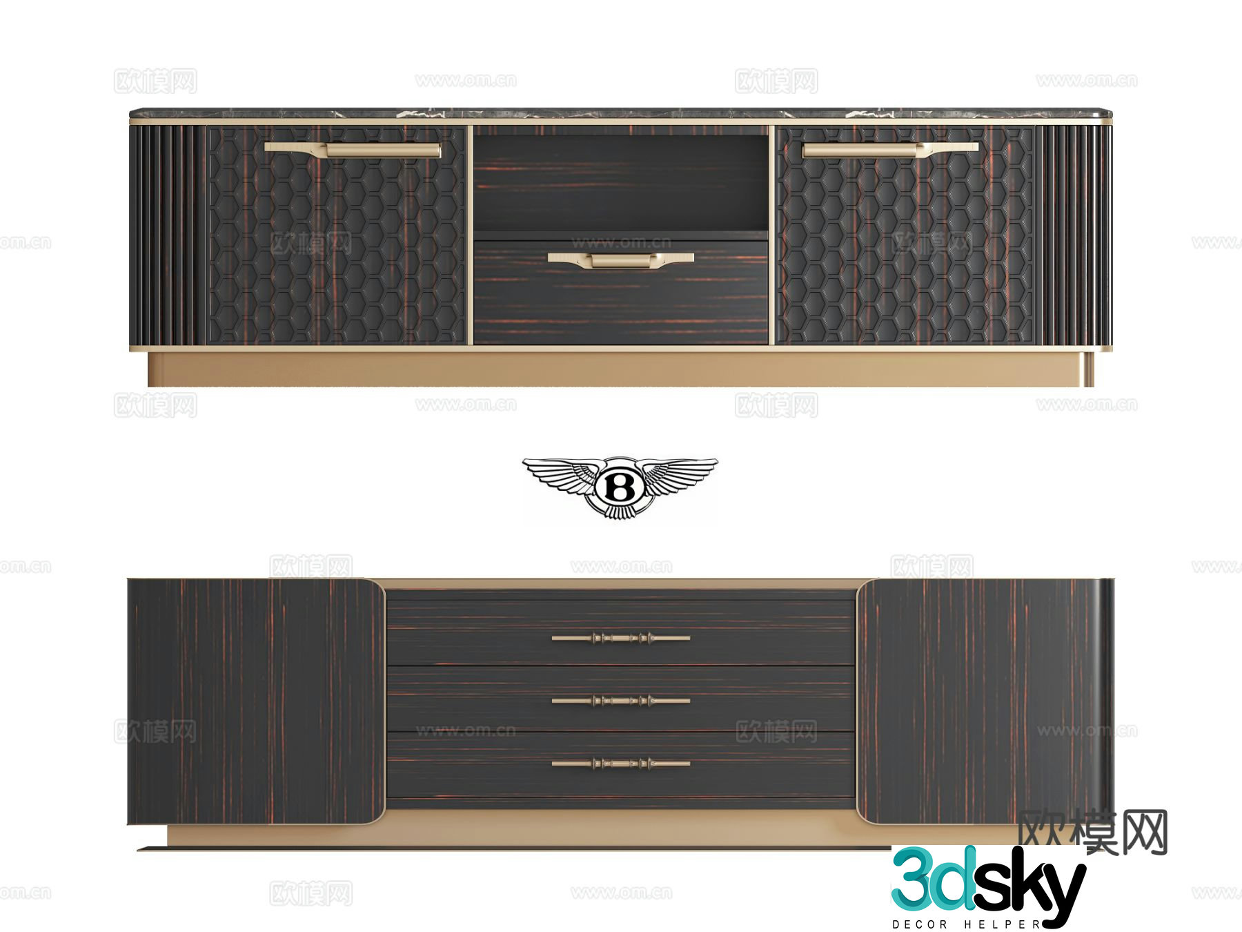 Bentley light luxury TV cabinet 3D model