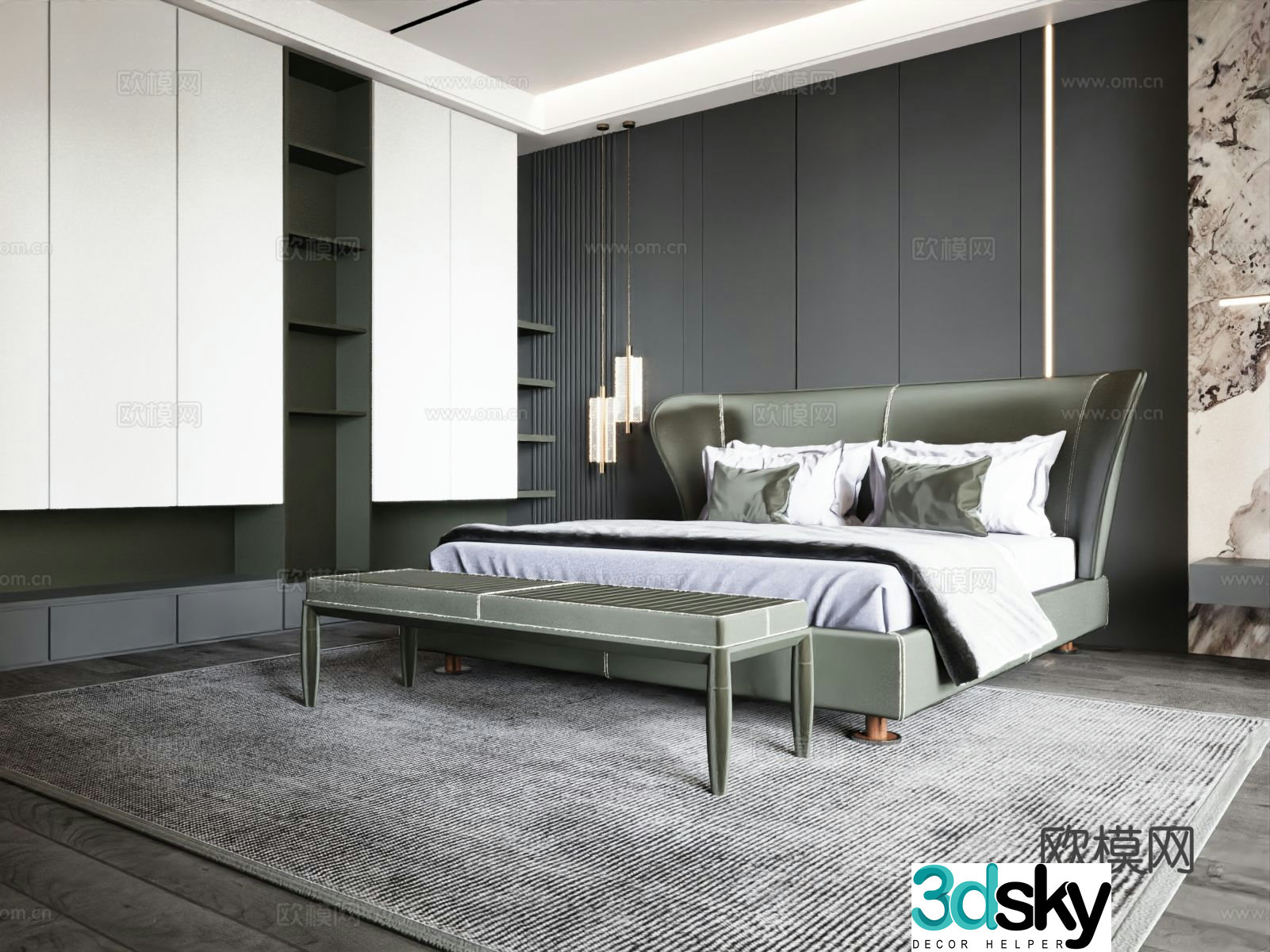 Italian style bedroom master bedroom 3d model